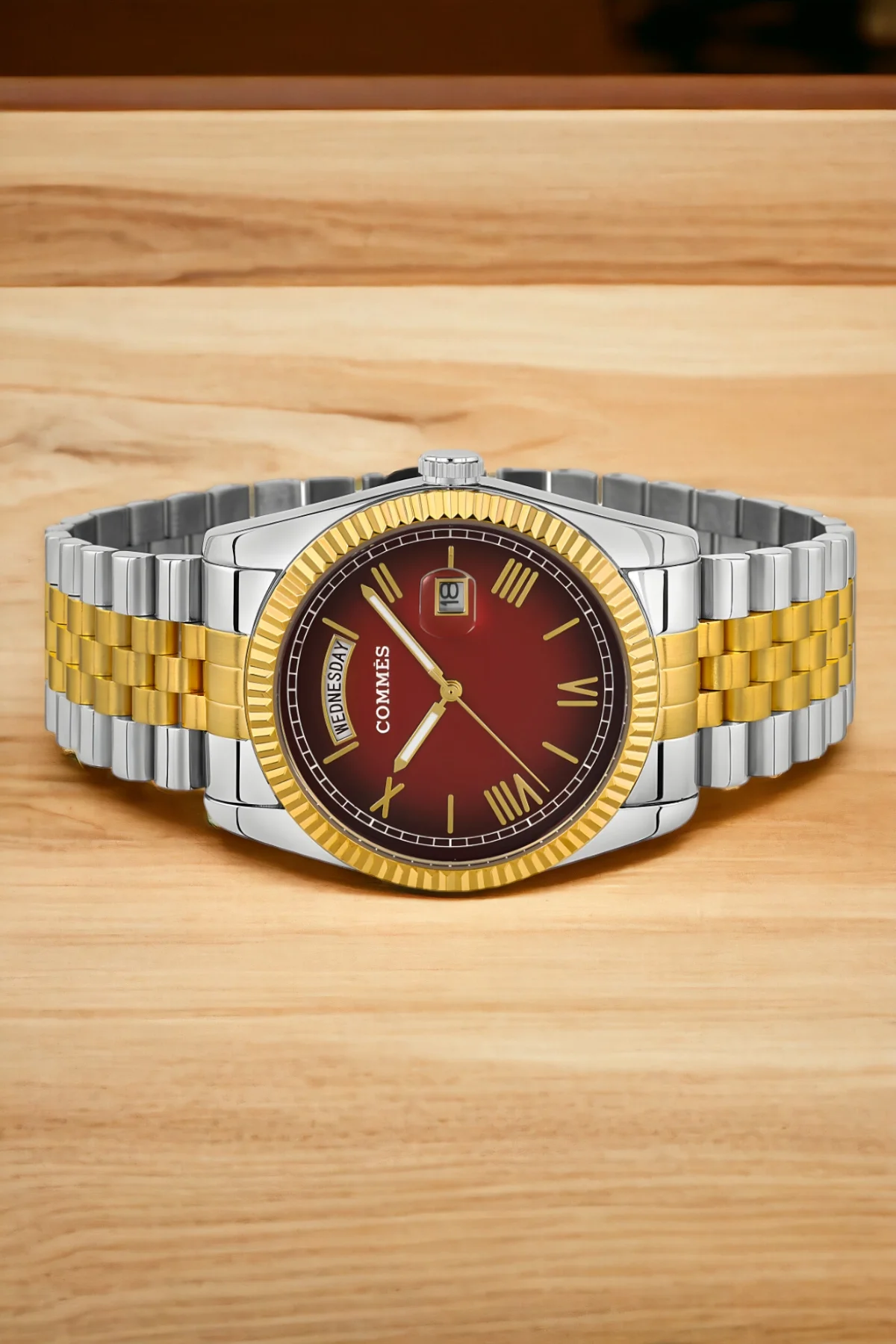 Commes Full Fonksiyon Crono Çelik Kordon Erkek Kol Saati Gümüş-Gold Renk+Bileklik zmcms034