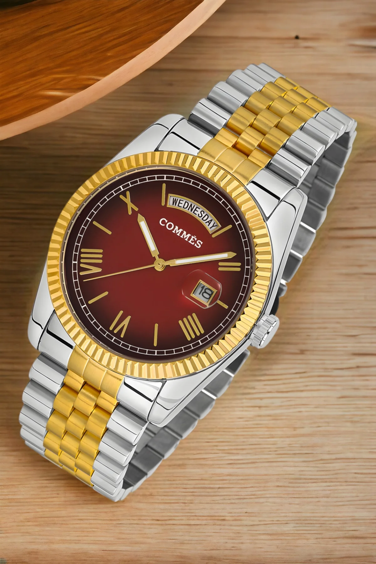 Commes Full Fonksiyon Crono Çelik Kordon Erkek Kol Saati Gümüş-Gold Renk+Bileklik zmcms034