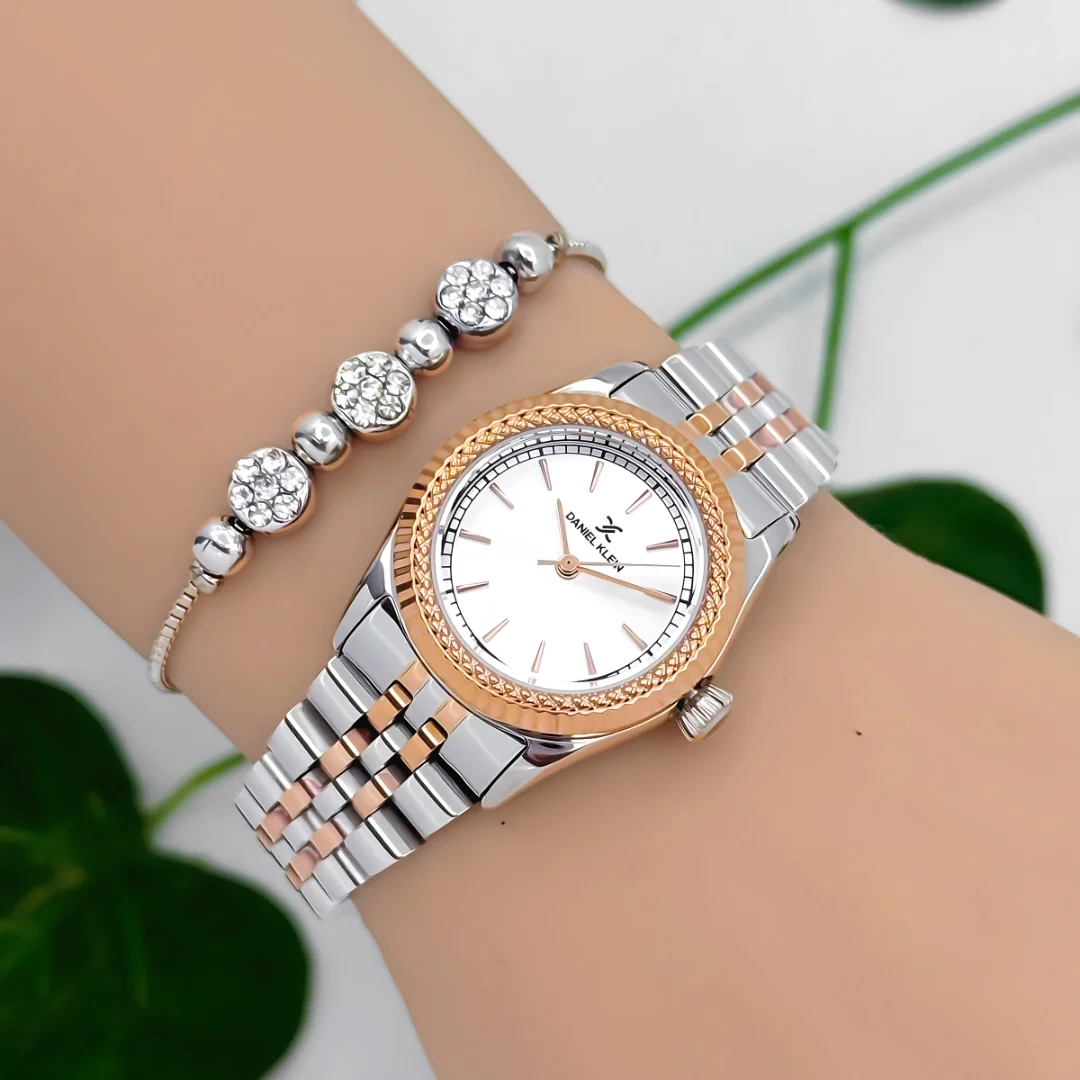 Daniel Klein Çelik Kordon Kadın Kol Saati 3 Atm Suya Dayanıklı Gümüş-Rose-Beyaz zmdk1186