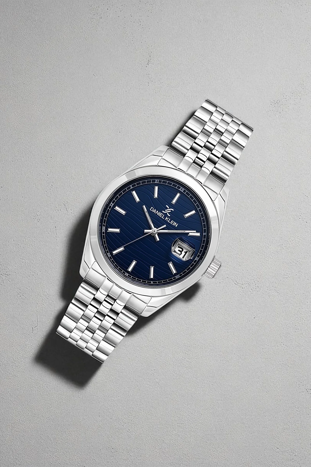 Daniel Klein Çelik Kordon&Kasa Takvimli Erkek Kol Saati Bileklik Hediyeli Gümüş-Mavi zmdk1190