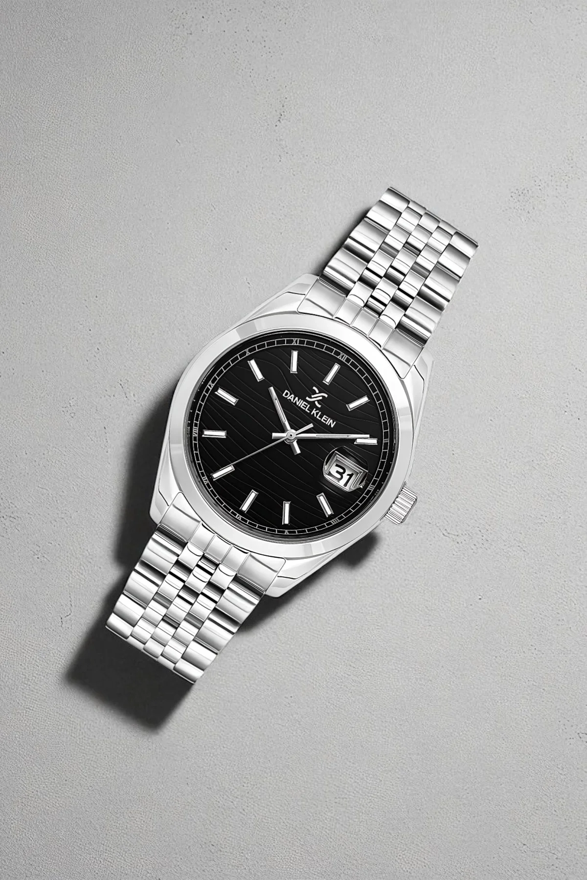 Daniel Klein Çelik Kordon&Kasa Takvimli Erkek Kol Saati Bileklik Hediyeli Gümüş-Siyah zmdk1190