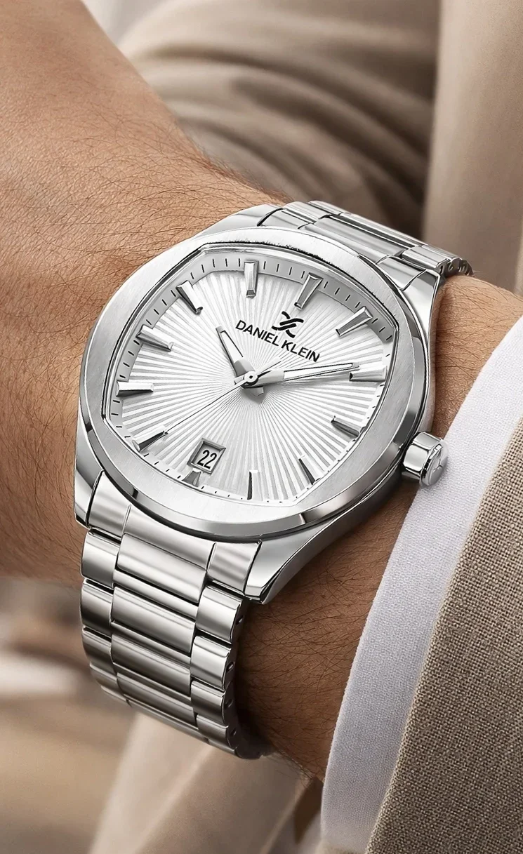 Daniel Klein Erkek Kol Saati, Çelik Kasa, Çelik Kordon Takvim Özellikli, 44MM Beyaz Kadran zmdk1129