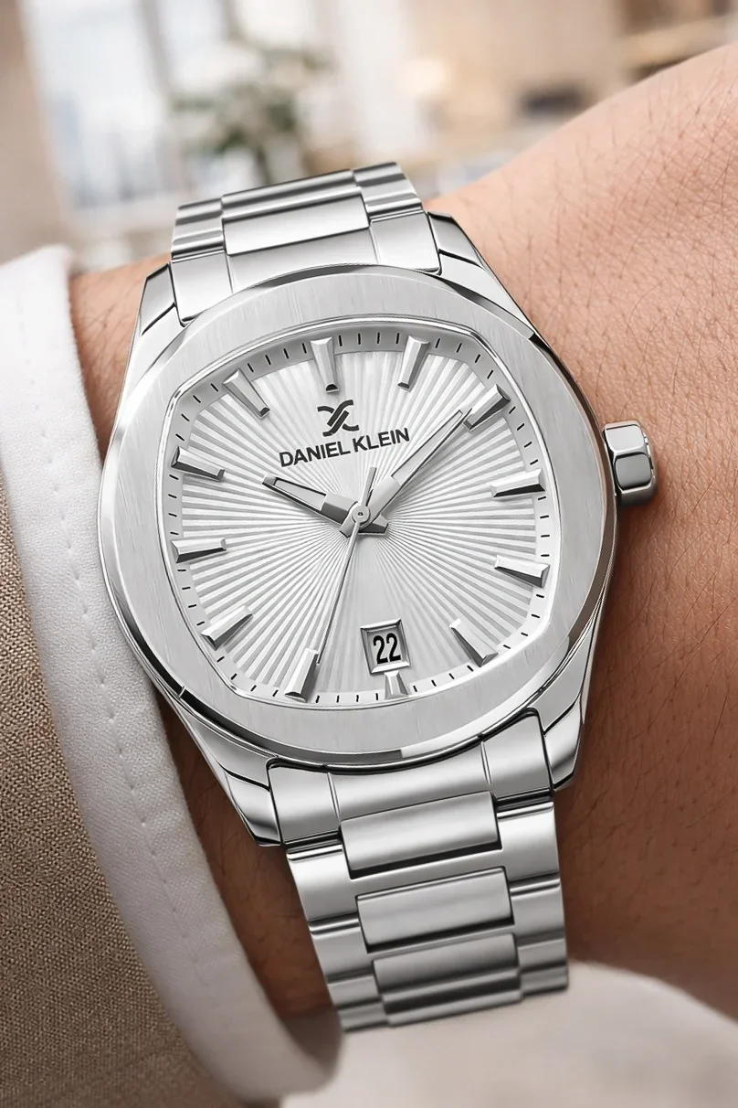 Daniel Klein Erkek Kol Saati, Çelik Kasa, Çelik Kordon Takvim Özellikli, 44MM Beyaz Kadran zmdk1129