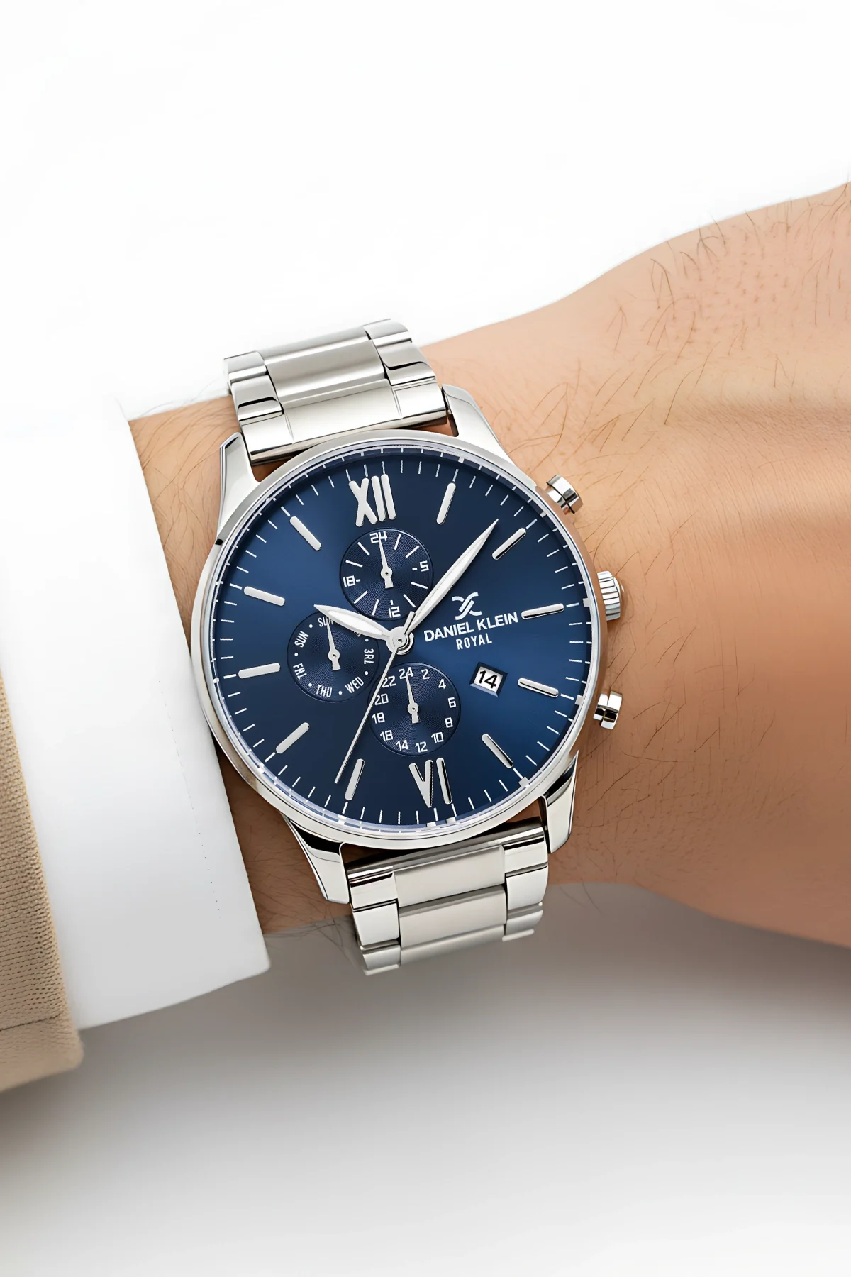 Daniel Klein Erkek Kol Saati Çelik Kordon Çelik Kasa Bileklik Hediyeli Gümüş-Mavi zmdk1133