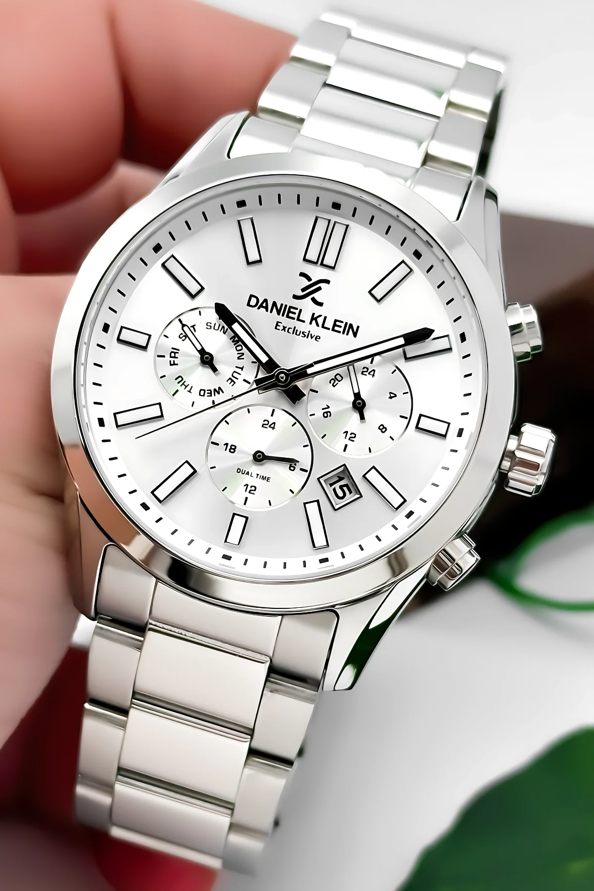 Daniel Klein Erkek Kol Saati Exclusive Çelik Kordon Bileklik Hediyesi ile Gümüş-Beyaz zmdk1125