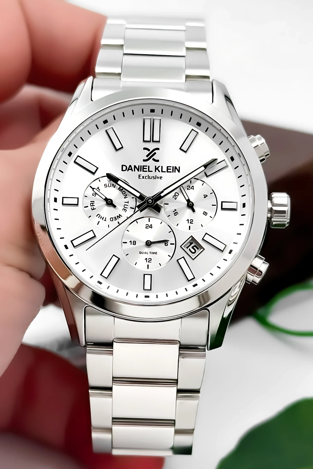 Daniel Klein Erkek Kol Saati Exclusive Çelik Kordon Bileklik Hediyesi ile Gümüş-Beyaz zmdk1125