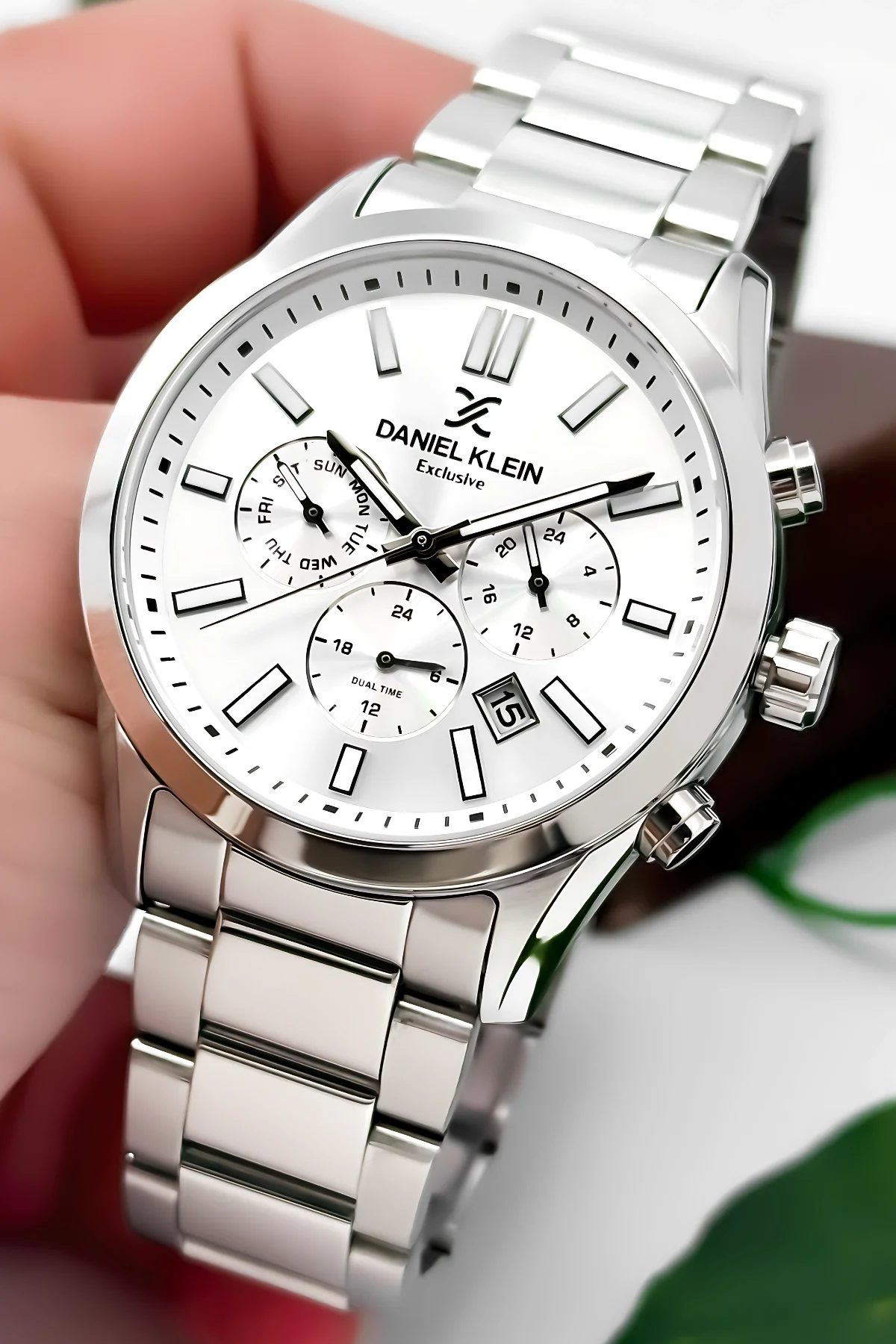 Daniel Klein Erkek Kol Saati Exclusive Çelik Kordon Bileklik Hediyesi ile Gümüş-Beyaz zmdk1125