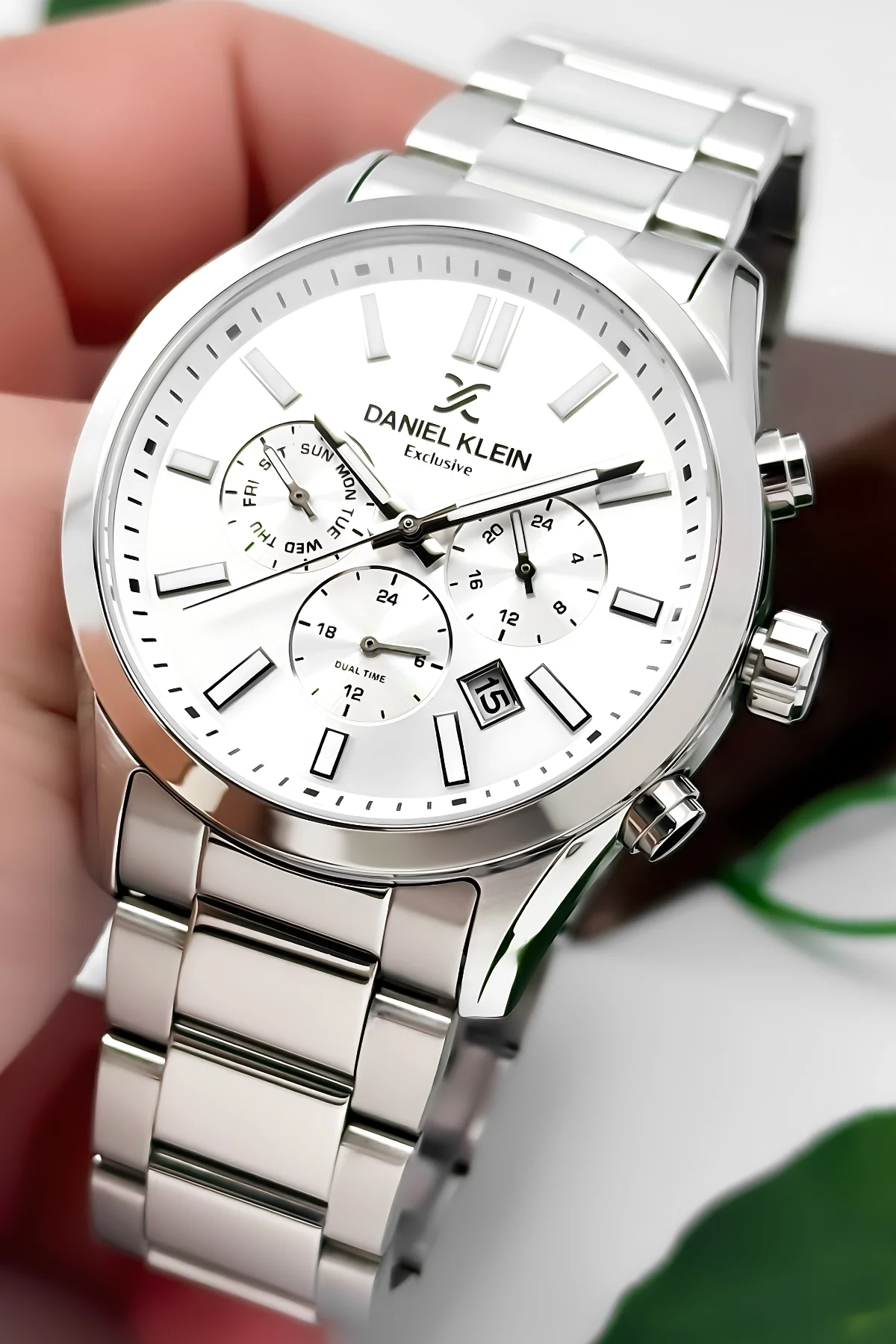 Daniel Klein Erkek Kol Saati Exclusive Çelik Kordon Bileklik Hediyesi ile Gümüş-Beyaz zmdk1125