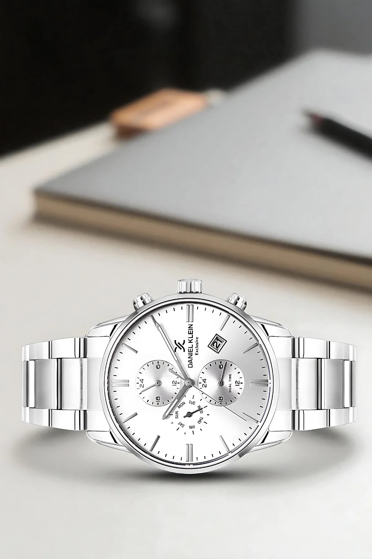 Daniel Klein Erkek Kol Saati Exclusive Çelik Kordon Bileklik Hediyesi ile Gümüş-Beyaz zmdk1191