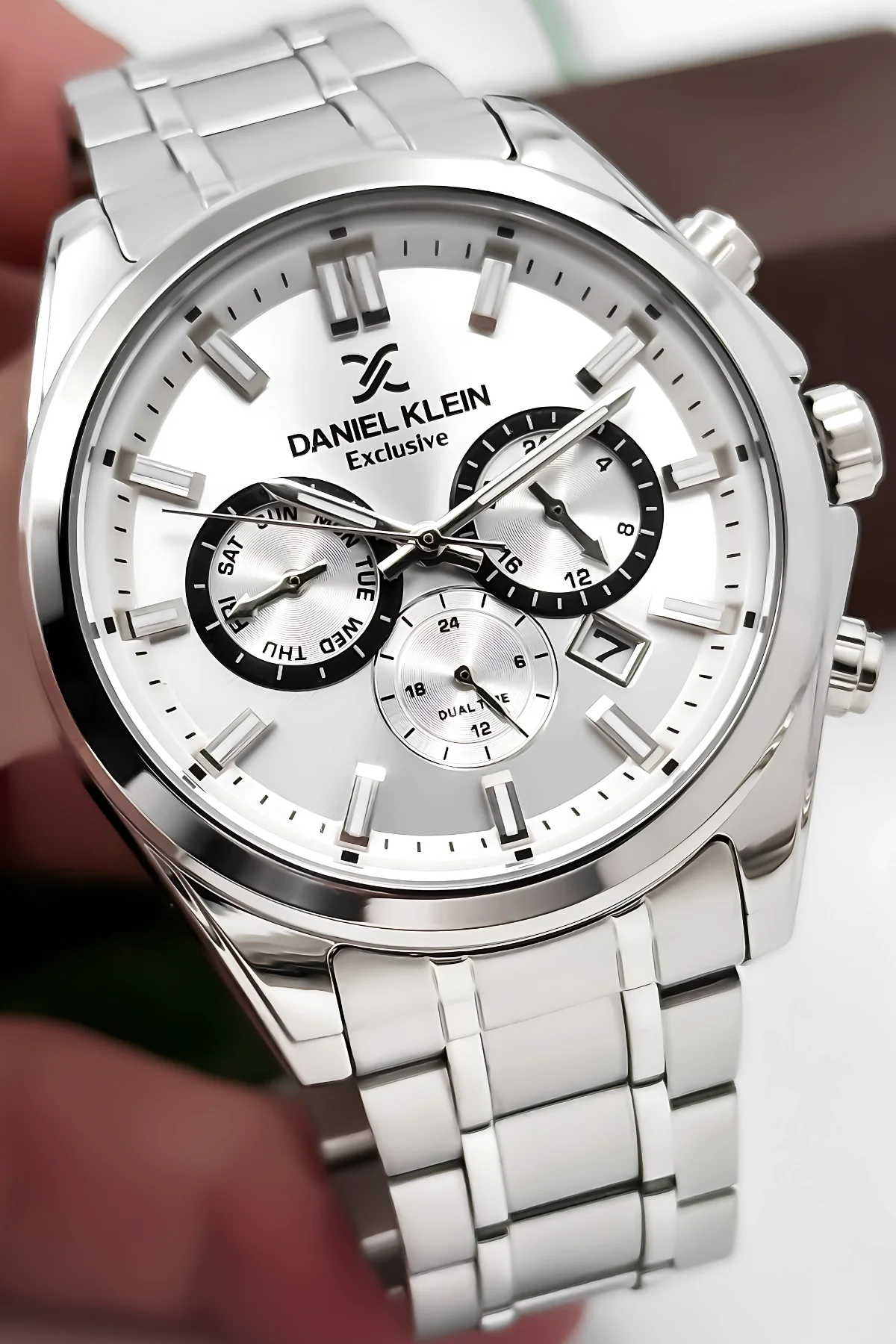 Daniel Klein Erkek Kol Saati Exclusive Çelik Kordon Bileklik Hediyesi ile Gümüş-Beyaz zmdk1192