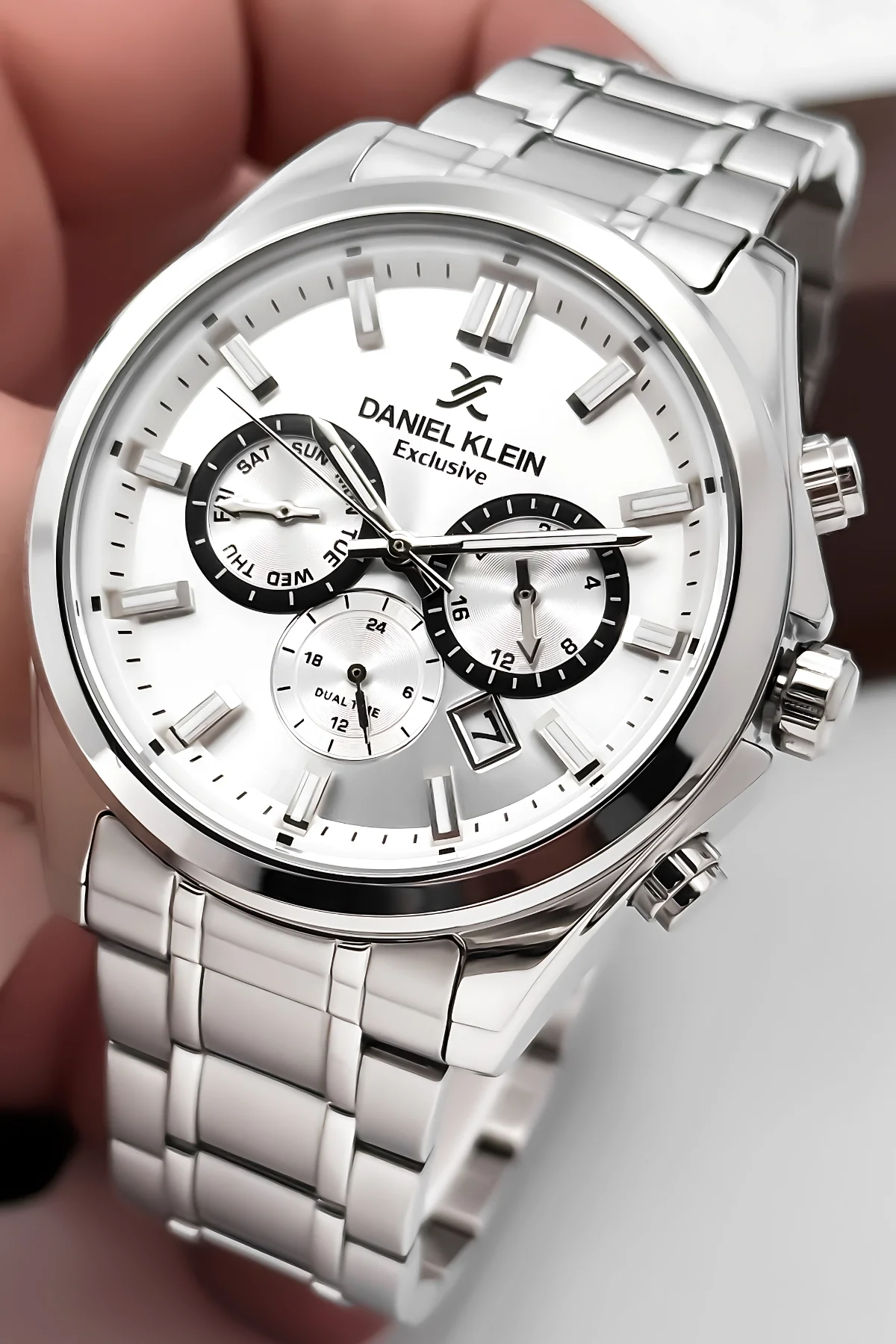 Daniel Klein Erkek Kol Saati Exclusive Çelik Kordon Bileklik Hediyesi ile Gümüş-Beyaz zmdk1192