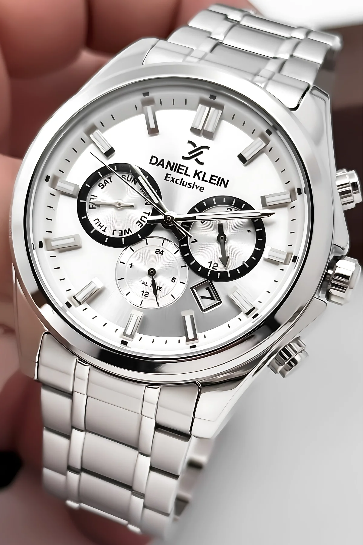 Daniel Klein Erkek Kol Saati Exclusive Çelik Kordon Bileklik Hediyesi ile Gümüş-Beyaz zmdk1192