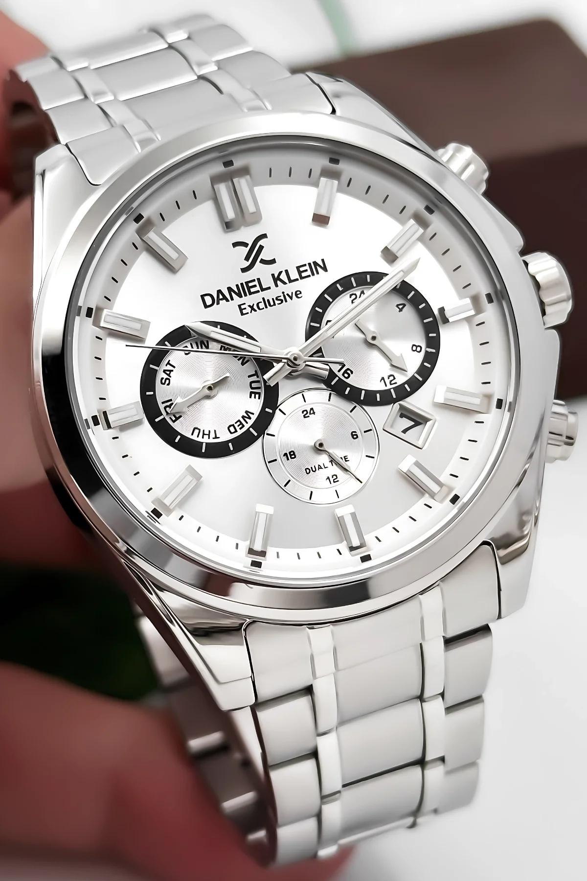 Daniel Klein Erkek Kol Saati Exclusive Çelik Kordon Bileklik Hediyesi ile Gümüş-Beyaz zmdk1192