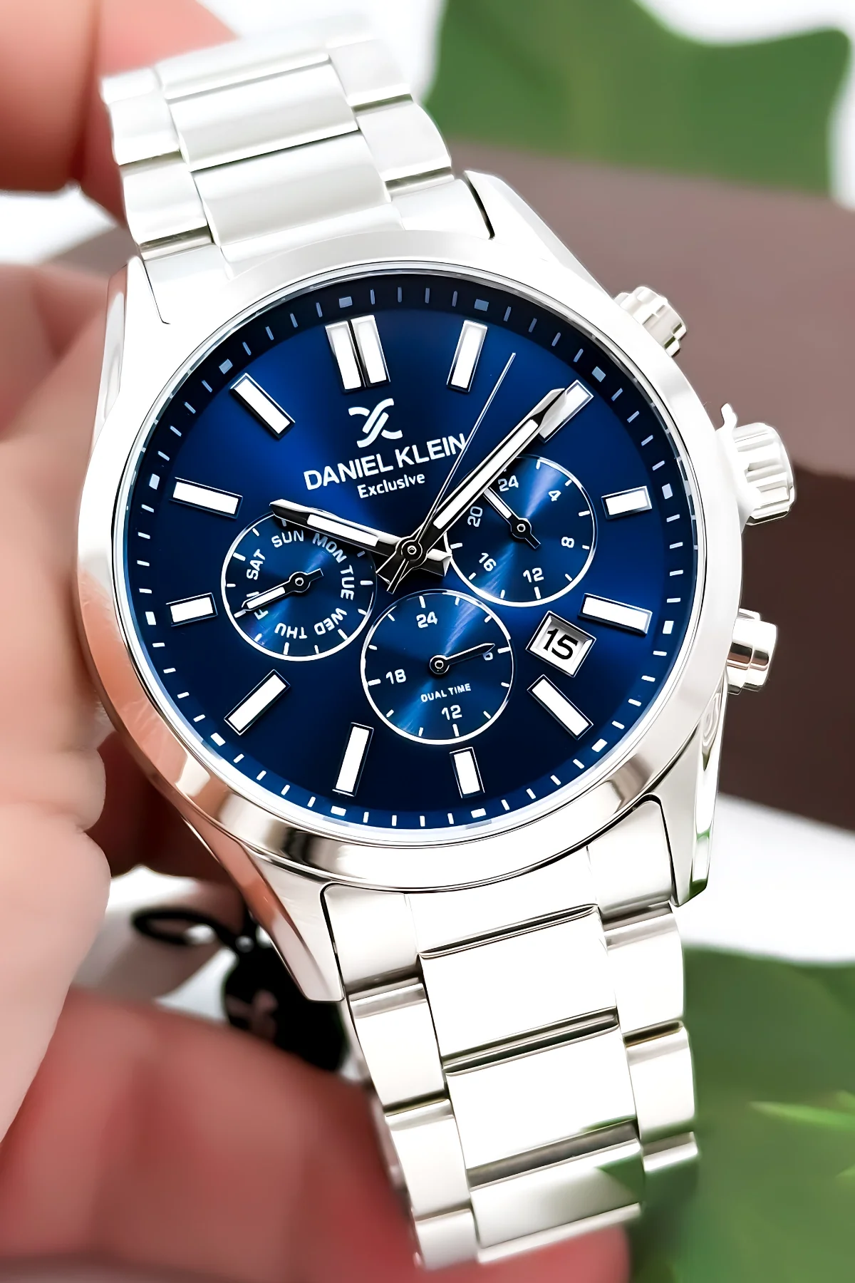 Daniel Klein Erkek Kol Saati Exclusive Çelik Kordon Bileklik Hediyesi ile Gümüş-Mavi zmdk1125