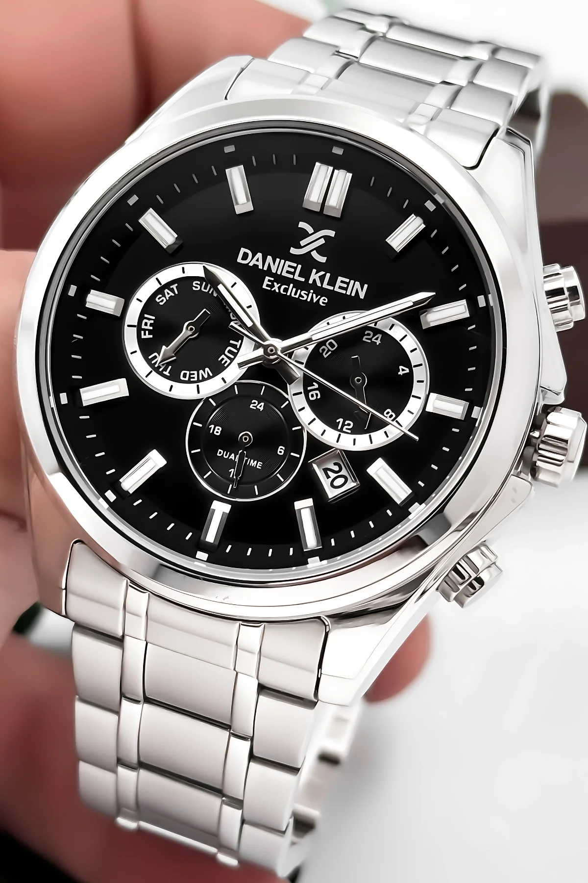 Daniel Klein Erkek Kol Saati Exclusive Çelik Kordon Bileklik Hediyesi ile Gümüş-Siyah zmdk1192