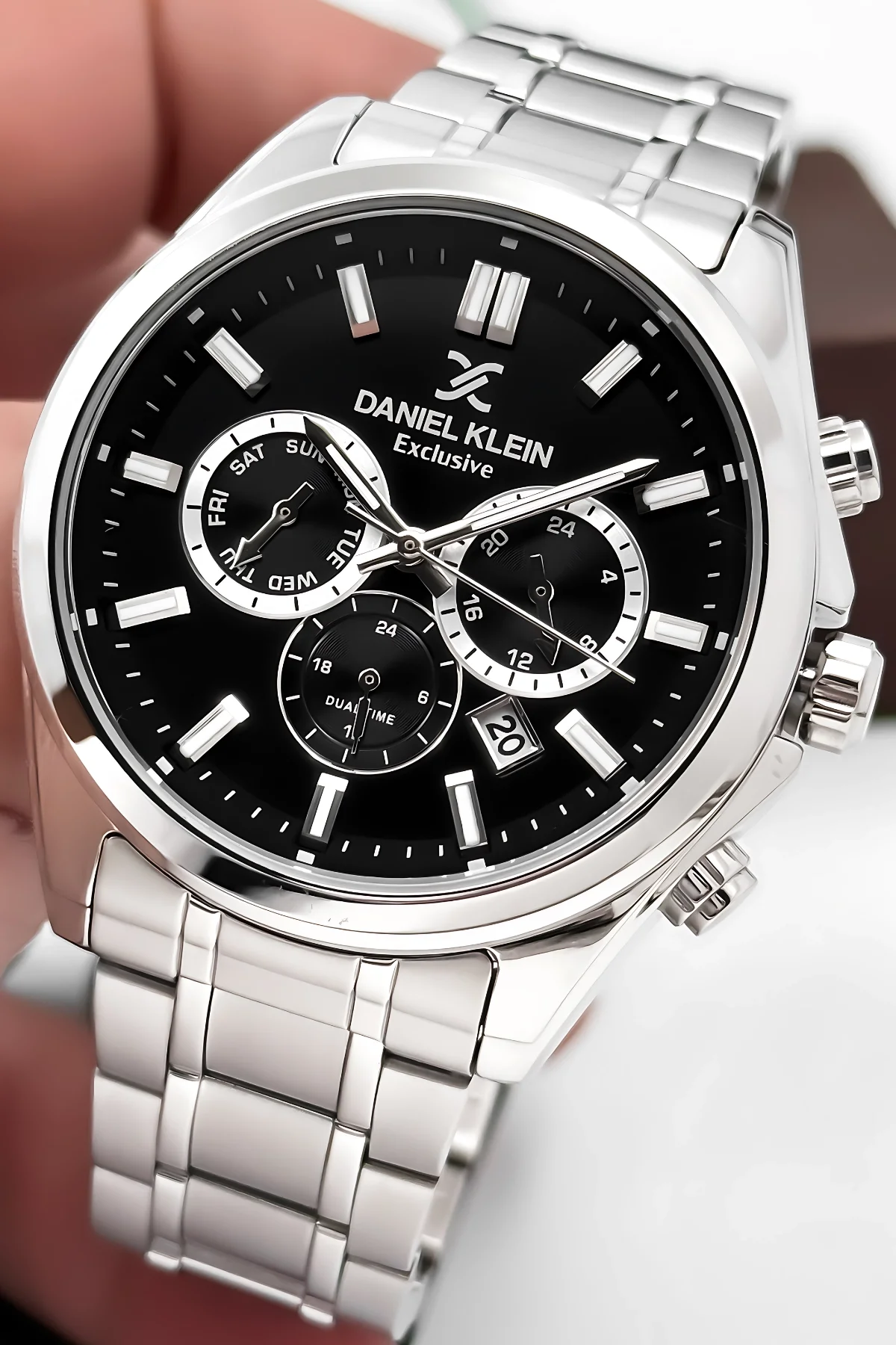 Daniel Klein Erkek Kol Saati Exclusive Çelik Kordon Bileklik Hediyesi ile Gümüş-Siyah zmdk1192