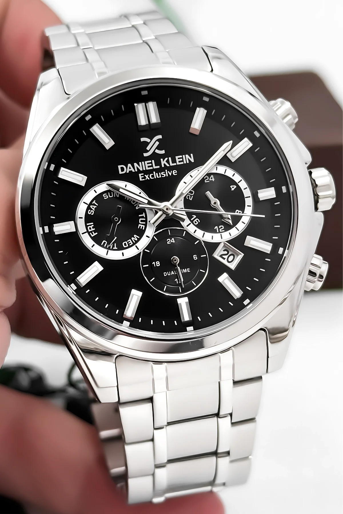 Daniel Klein Erkek Kol Saati Exclusive Çelik Kordon Bileklik Hediyesi ile Gümüş-Siyah zmdk1192