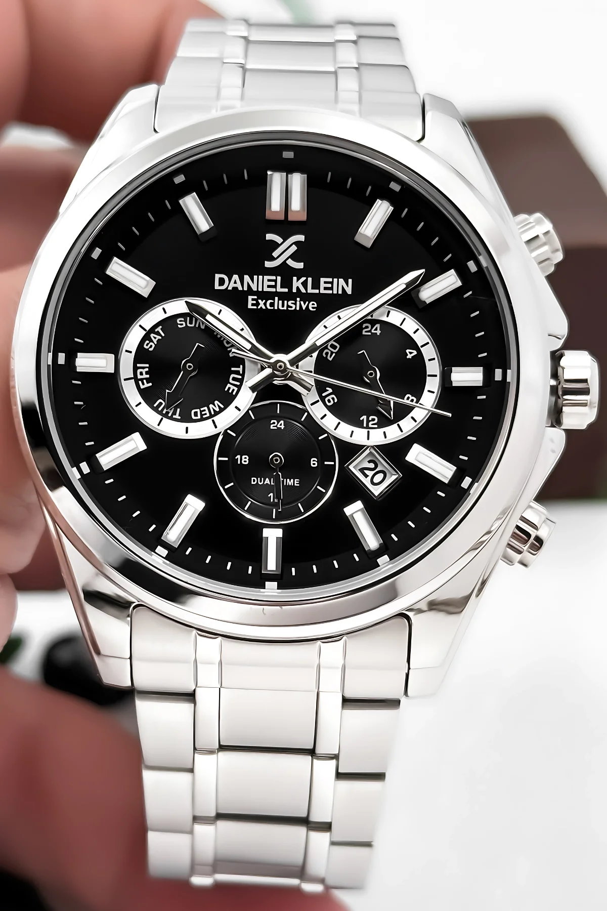 Daniel Klein Erkek Kol Saati Exclusive Çelik Kordon Bileklik Hediyesi ile Gümüş-Siyah zmdk1192