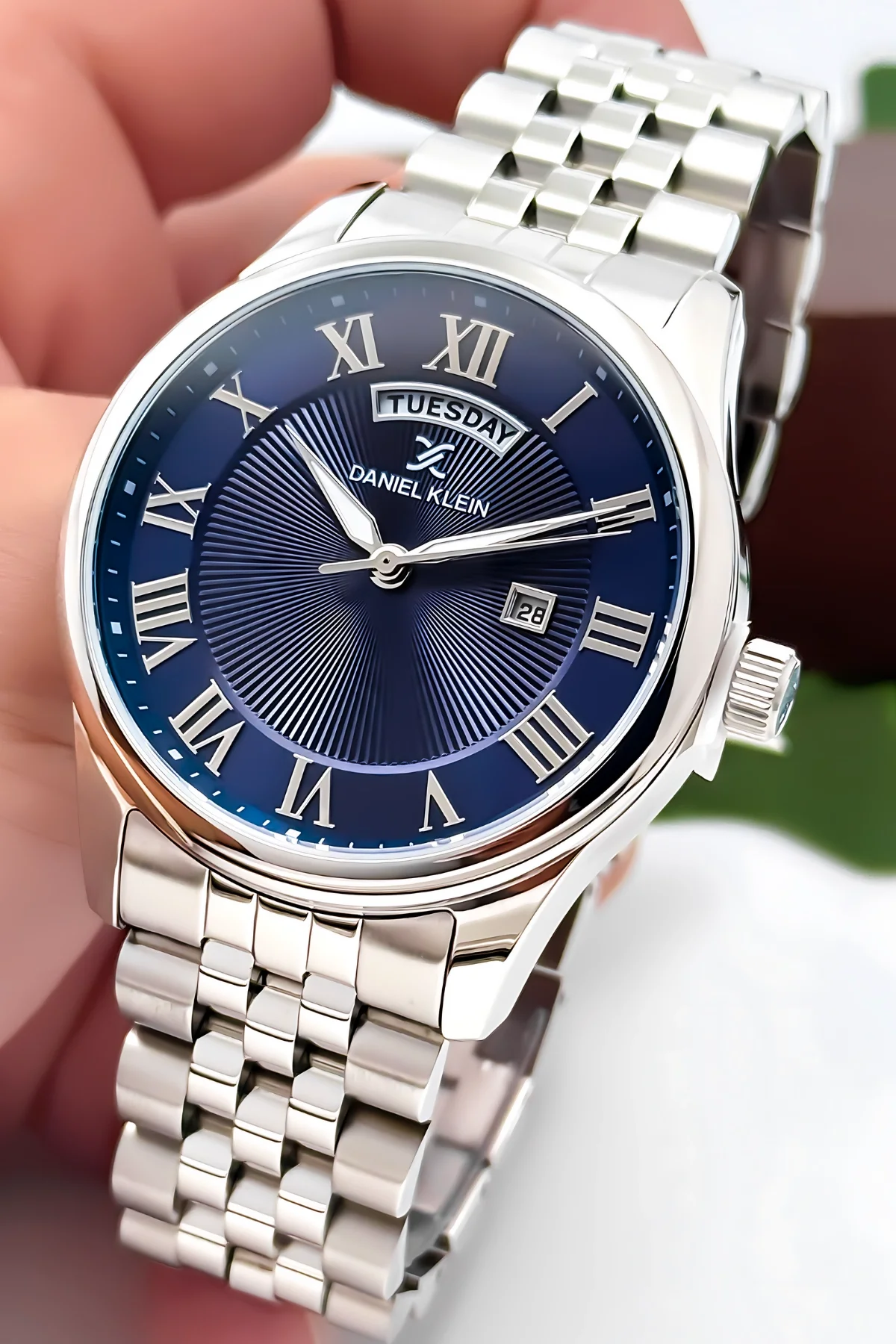 Daniel Klein Erkek Kol Saati Takvimli Çelik Jübilee Kordon Gümüş-Mavi zmdk1129