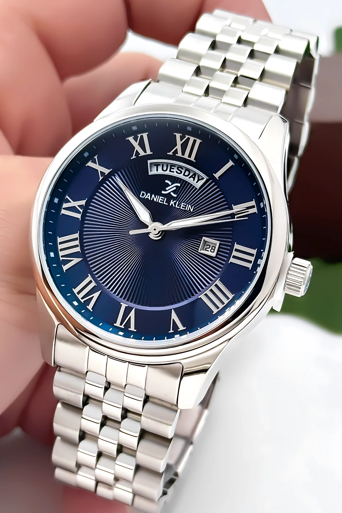 Daniel Klein Erkek Kol Saati Takvimli Çelik Jübilee Kordon Gümüş-Mavi zmdk1129