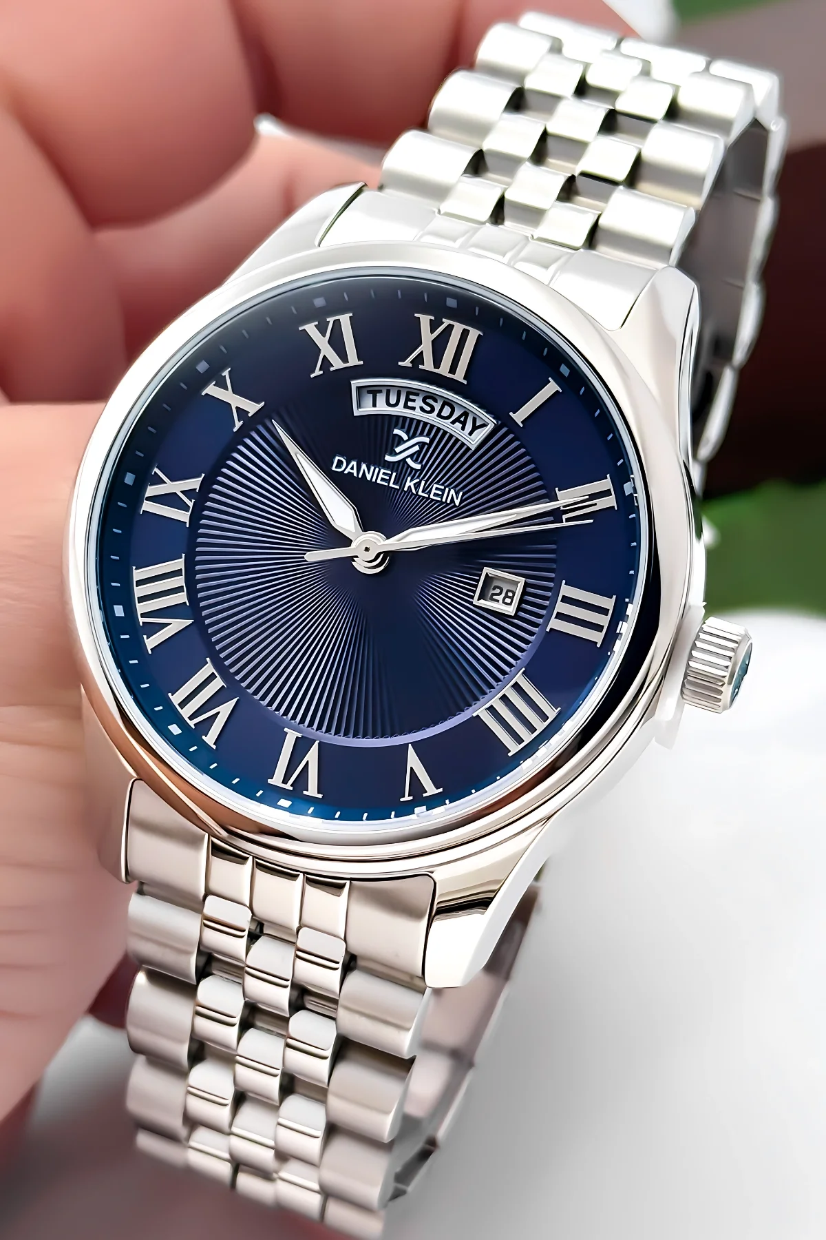 Daniel Klein Erkek Kol Saati Takvimli Çelik Jübilee Kordon Gümüş-Mavi zmdk1129