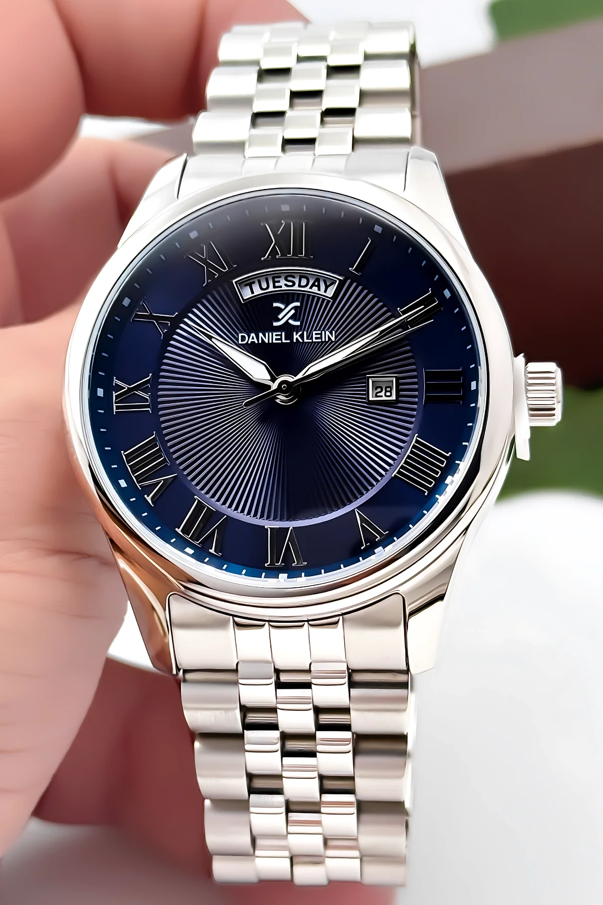 Daniel Klein Erkek Kol Saati Takvimli Çelik Jübilee Kordon Gümüş-Mavi zmdk1129