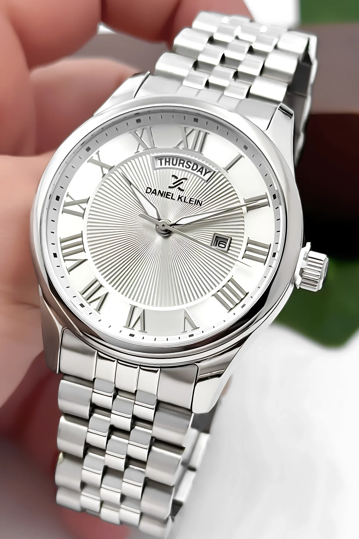 Daniel Klein Erkek Kol Saati – Çelik Kasa, Jübilee Kordon, Takvim Özellikli, 44MM Beyaz Kadran zmdk1129