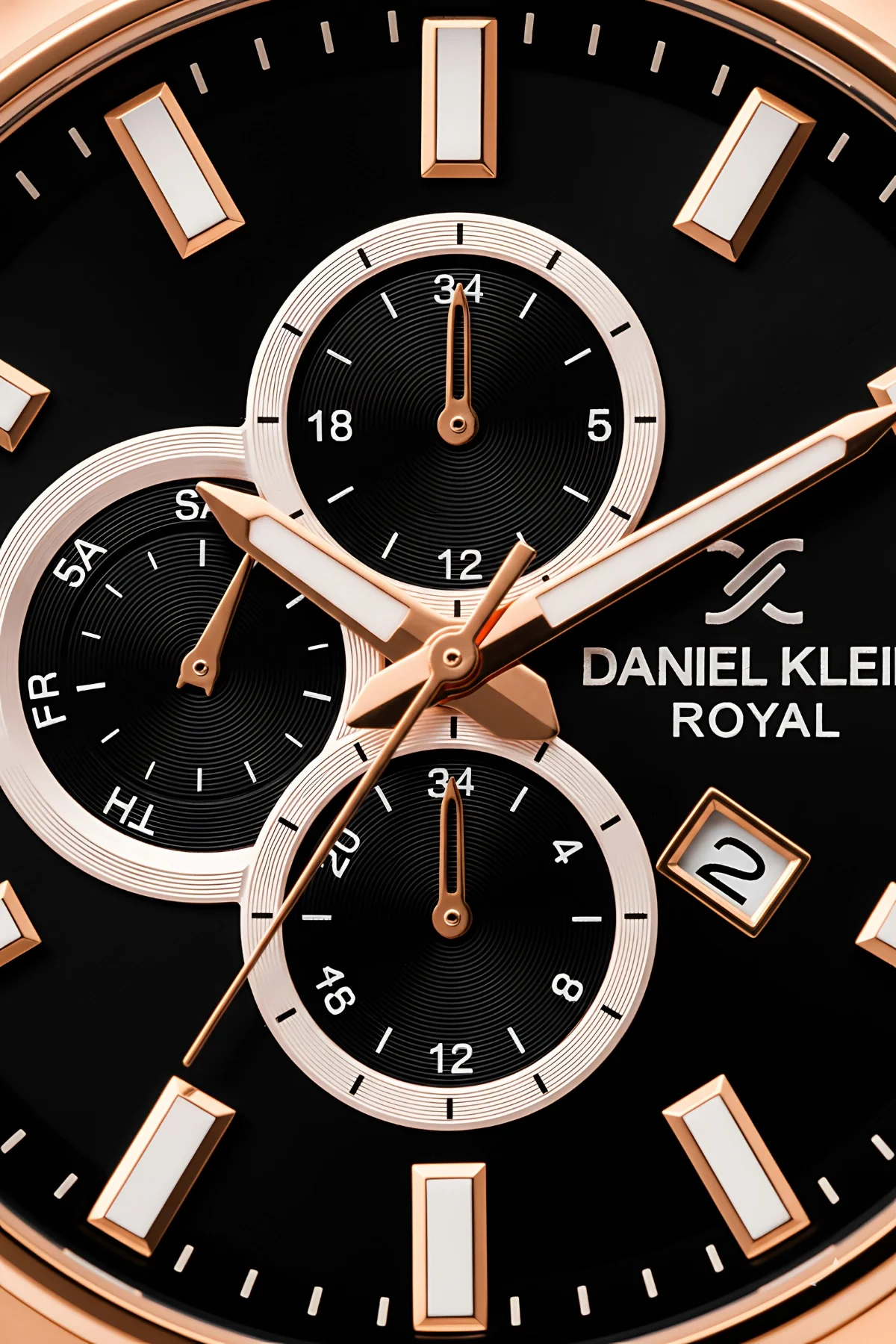 Daniel Klein Erkek Kol Saati Takvimli Çelik Kordon Çelik Kasa 3 Atm Su Geçirmez Siyah-Rose zmdk1143