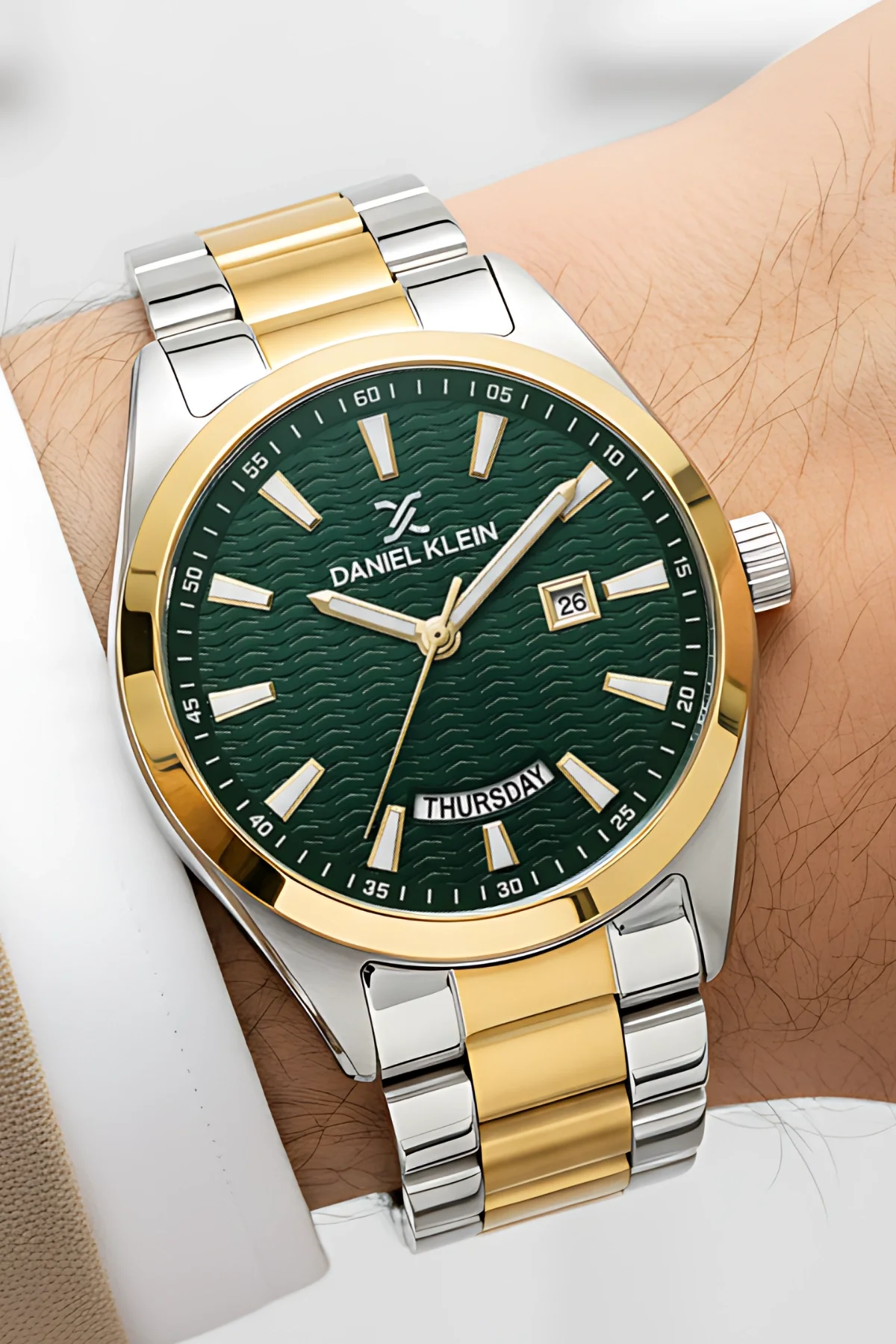 Daniel Klein Erkek Kol Saati Takvimli Çelik Kordon Çelik Kasa Gümüş-Gold zmdk1139