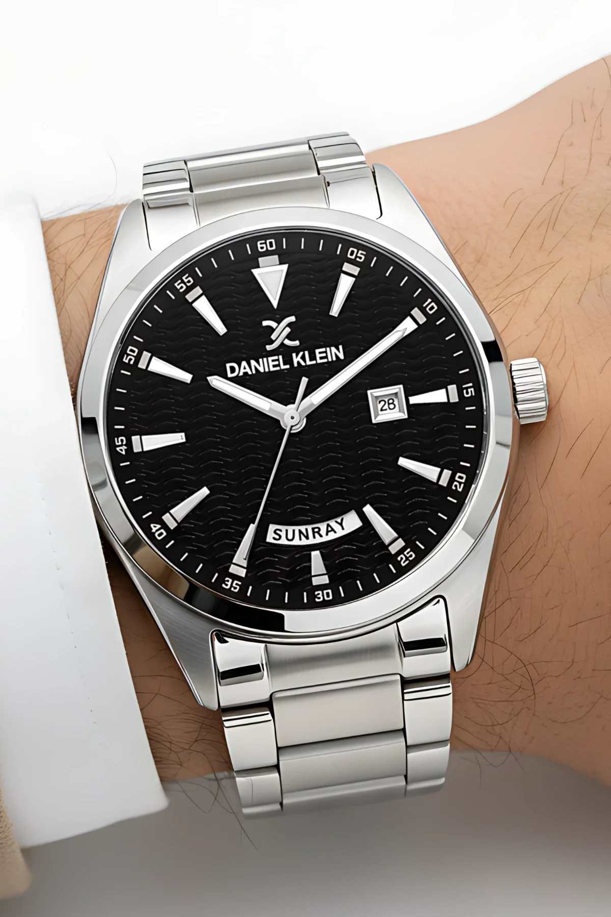 Daniel Klein Erkek Kol Saati Takvimli Çelik Kordon Çelik Kasa Gümüş-Siyah zmdk1139