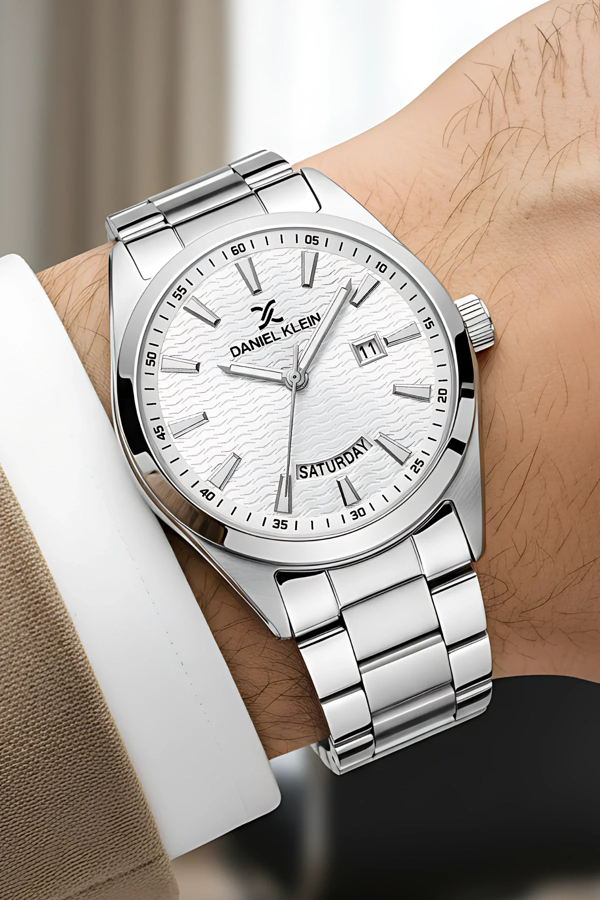 Daniel Klein Erkek Kol Saati Takvimli Çelik Kordon Gümüş-Beyaz zmdk1139