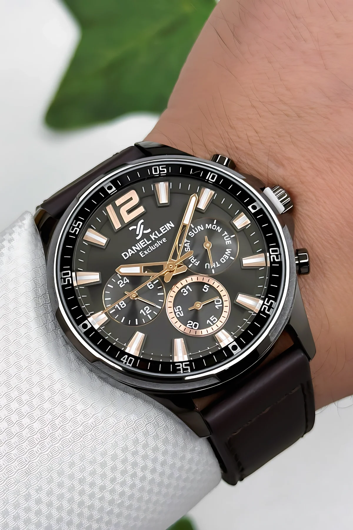 Daniel Klein Exclusive Kahverengi Deri Kordon Füme Çelik Kasa Erkek Kol Saati+Bileklik zmdk1172