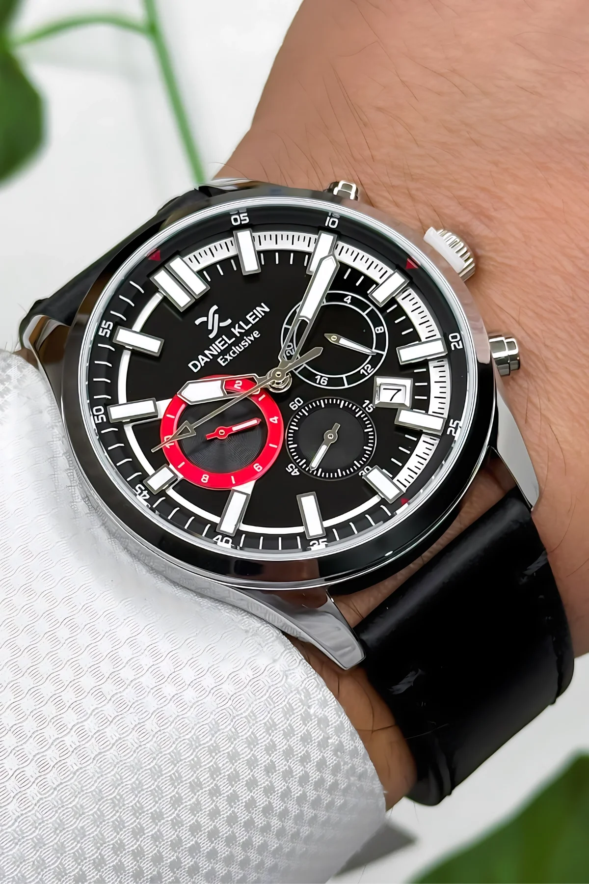 Daniel Klein Exclusive Siyah Deri Kordon Gümüş Çelik Kasa Erkek Kol Saati+Bileklik zmdk1171