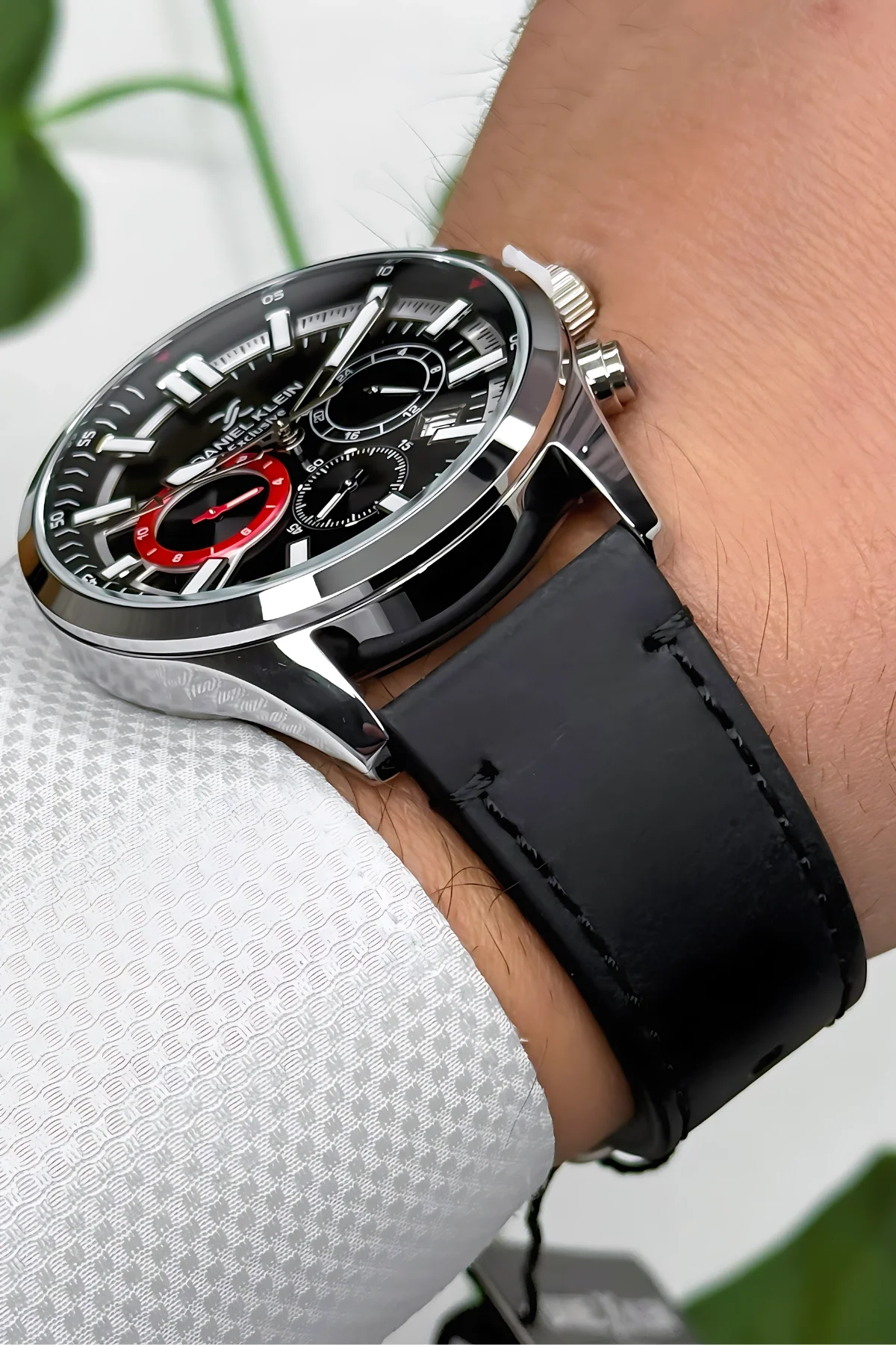 Daniel Klein Exclusive Siyah Deri Kordon Gümüş Çelik Kasa Erkek Kol Saati+Bileklik zmdk1171