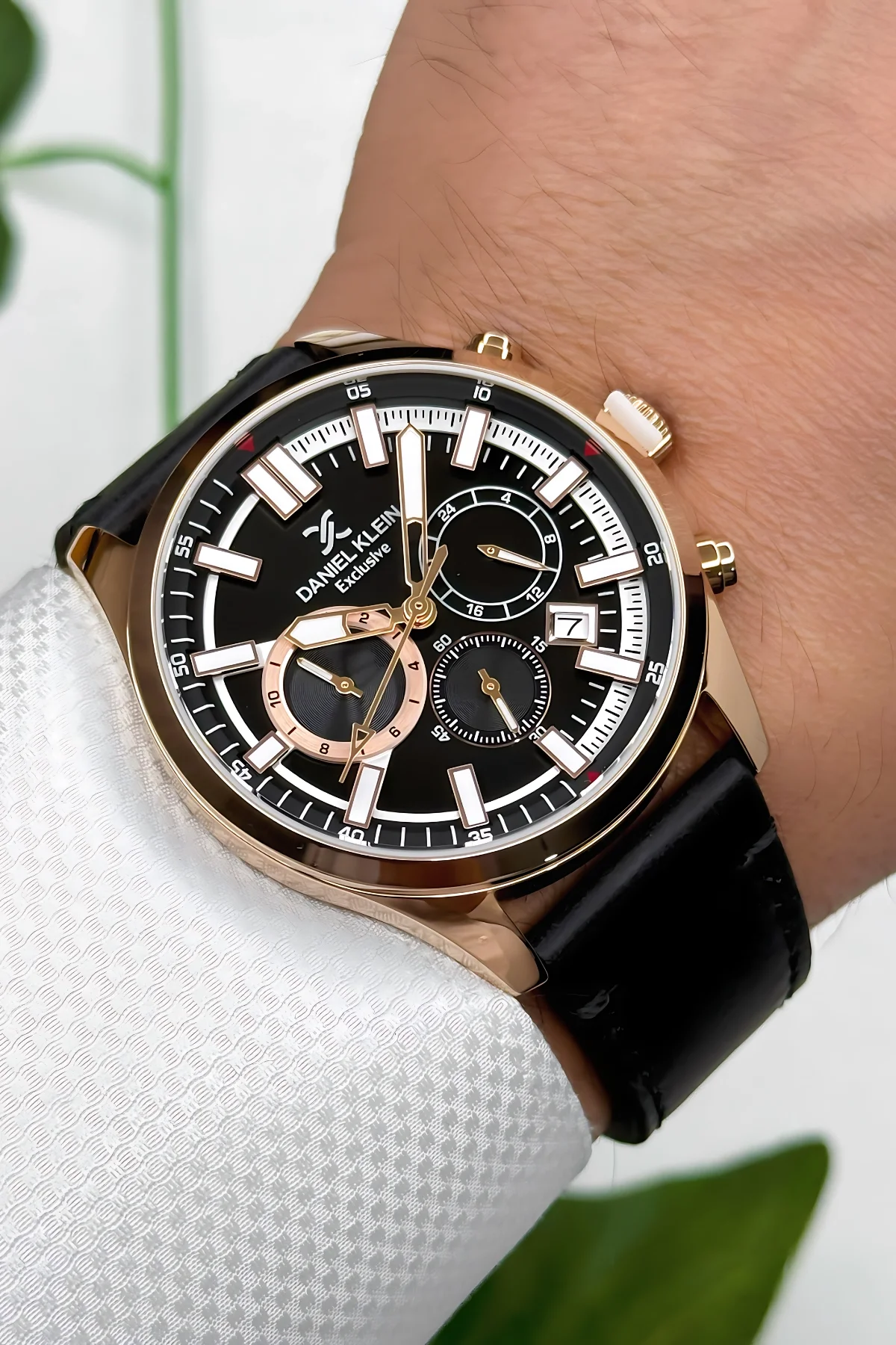 Daniel Klein Exclusive Siyah Deri Kordon Rose Çelik Kasa Erkek Kol Saati+Bileklik zmdk1171