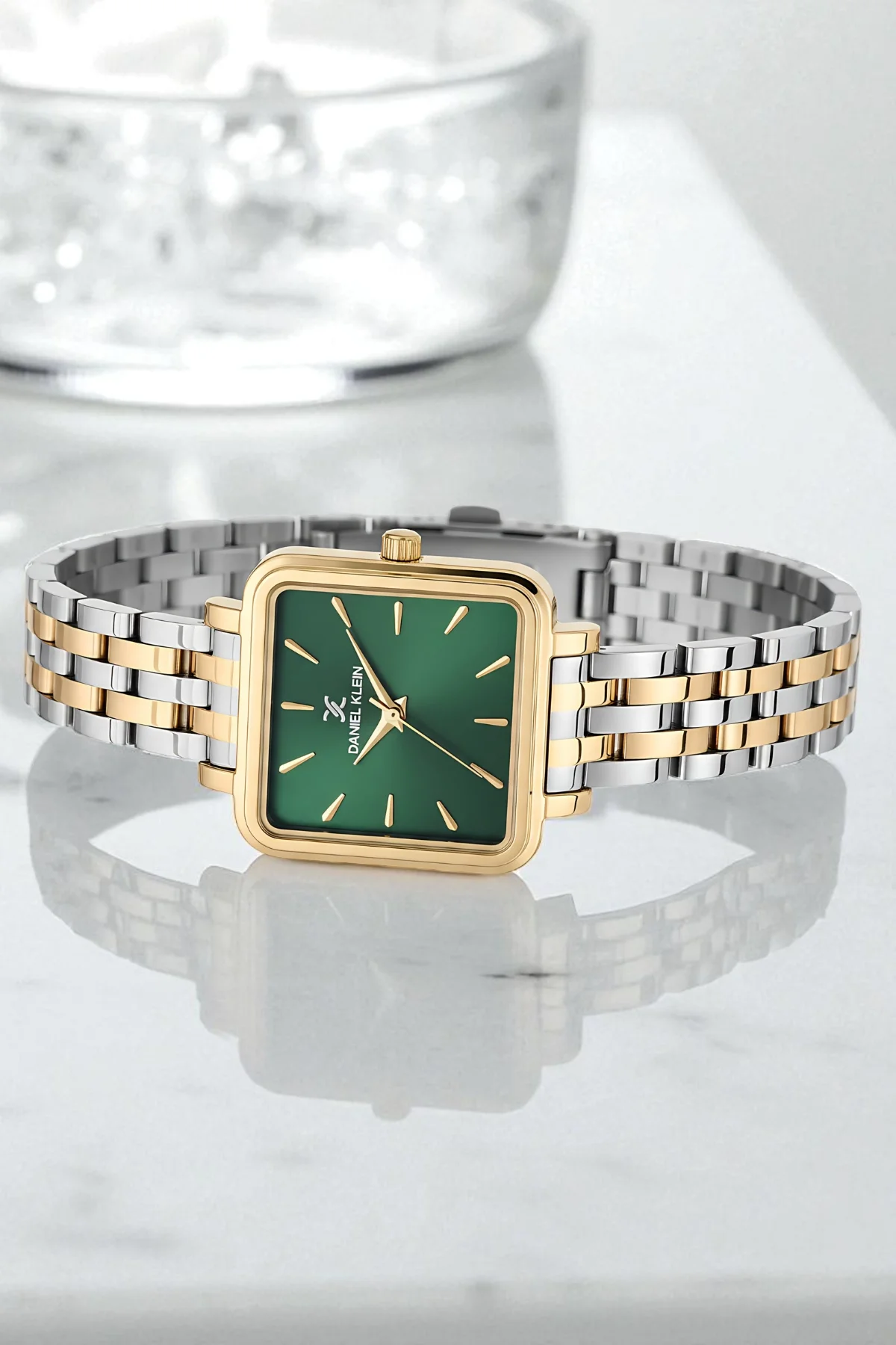 Daniel Klein Kadın Kol Saati, Çelik Kordon&Kasa+Bileklik Hediyeli Gold-Gümüş-Yeşil zmdk1200