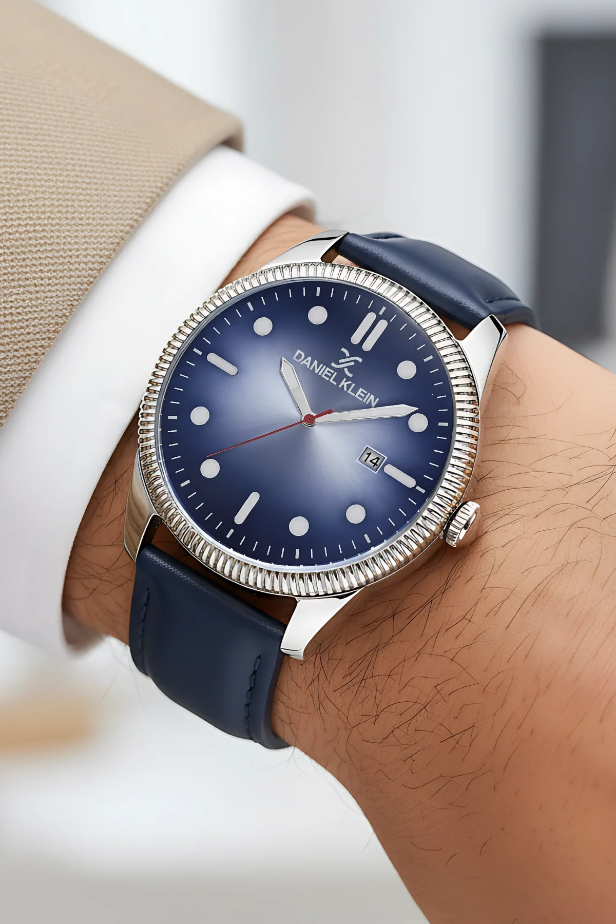 Daniel Klein Lacivert Deri Kordon Takvimli Erkek Kol Saati Bileklik Hediyeli zmdk1148