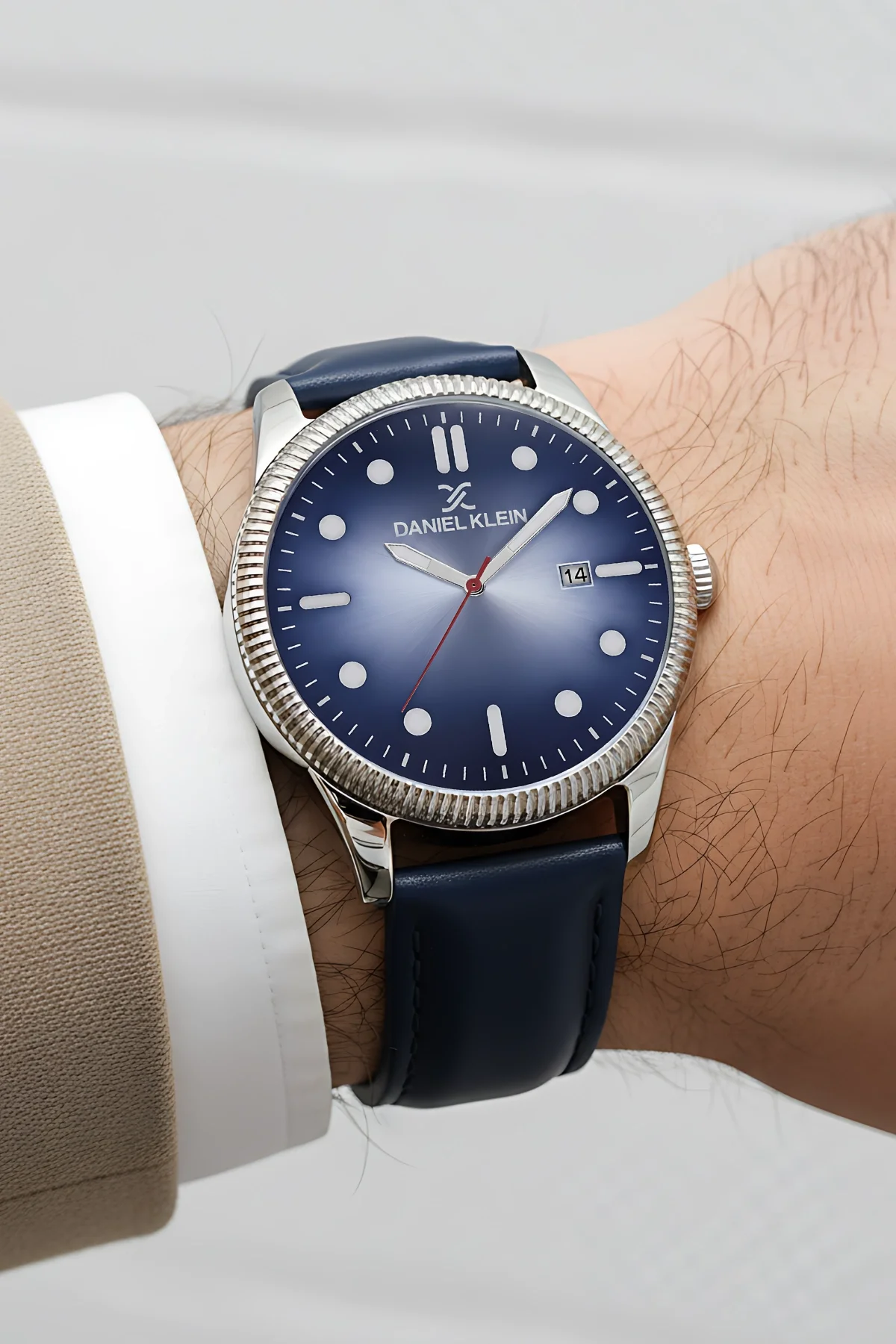 Daniel Klein Lacivert Deri Kordon Takvimli Erkek Kol Saati Bileklik Hediyeli zmdk1148