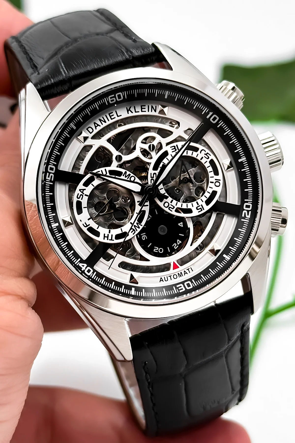 Daniel Klein Otomatik Mekanizma Deri Kordon Çelik Kasa Erkek Kol Saati Siyah-Gümüş zmdk1195