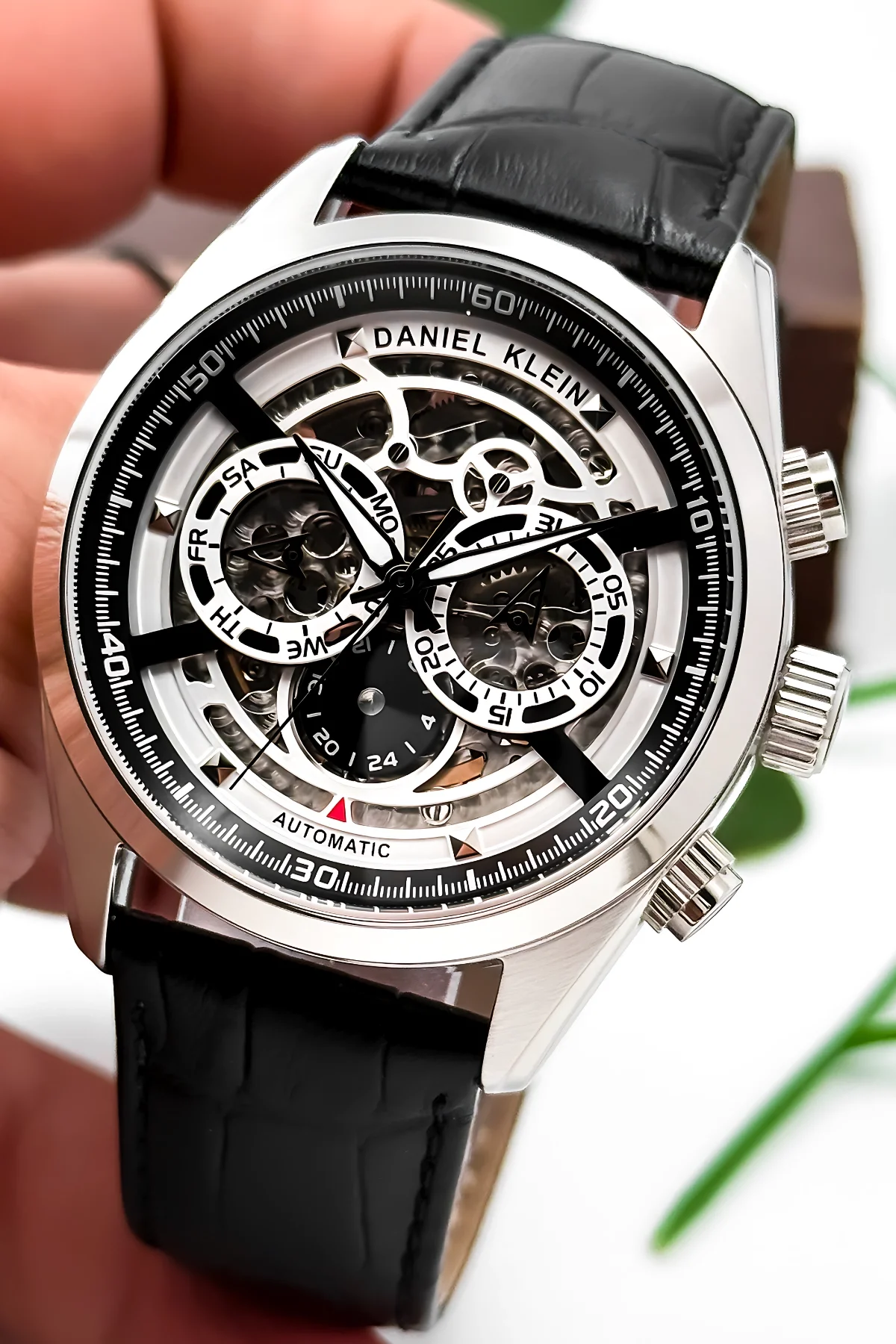 Daniel Klein Otomatik Mekanizma Deri Kordon Çelik Kasa Erkek Kol Saati Siyah-Gümüş zmdk1195