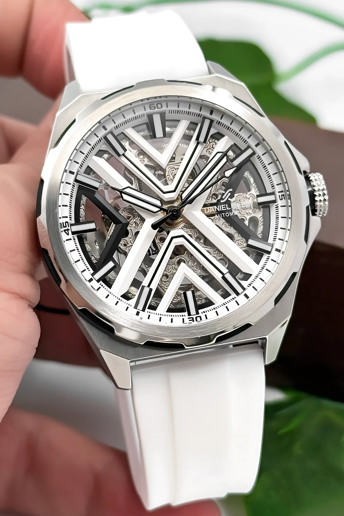 Daniel Klein Otomatik Mekanizma Silikon Kordon Çelik Kasa Erkek Kol Saati Beyaz zmdk1193