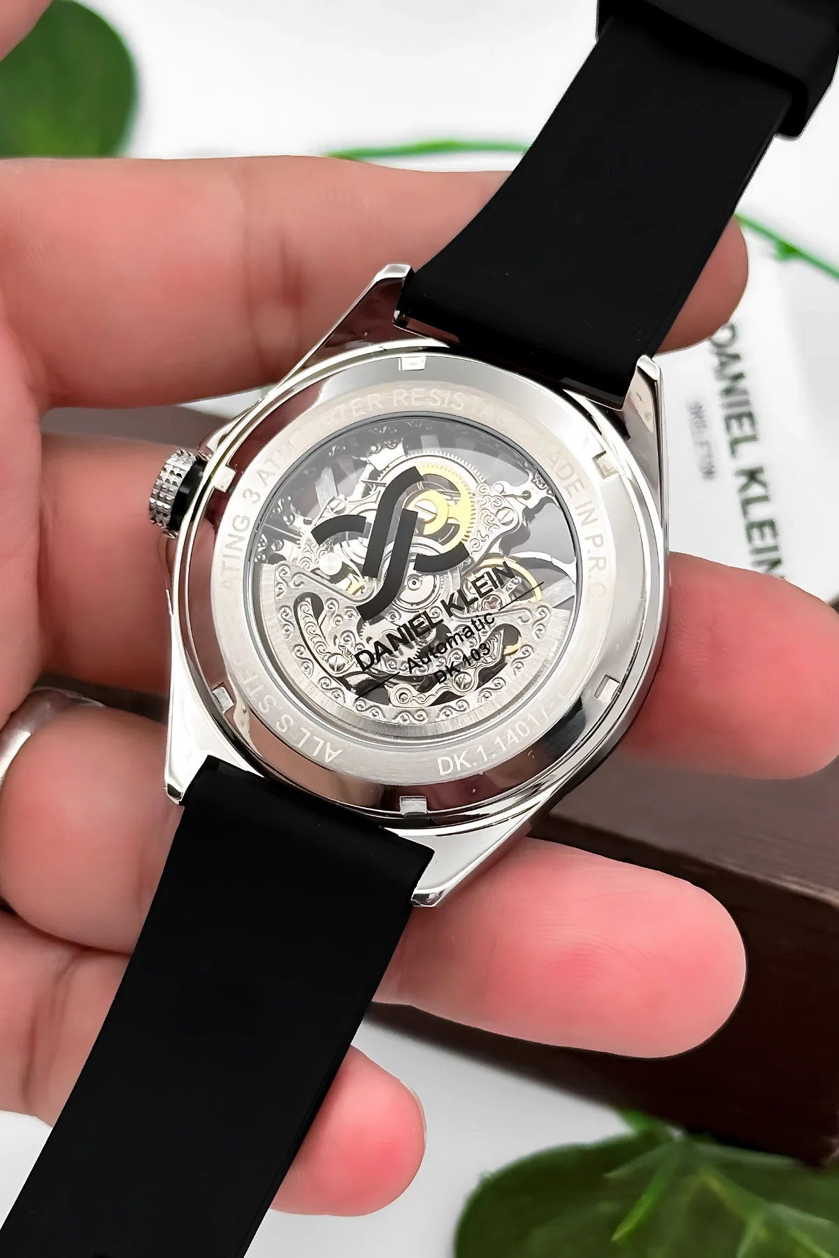Daniel Klein Otomatik Mekanizma Silikon Kordon Çelik Kasa Erkek Kol Saati Siyah-Beyaz zmdk1193