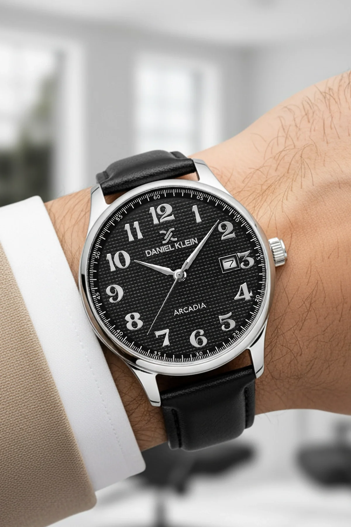 Daniel Klein Siyah Deri Kordon Gümüş Renk Çelik Kasa Takvimli Erkek Kol Saati Bileklik Hediyeli zmdk1170