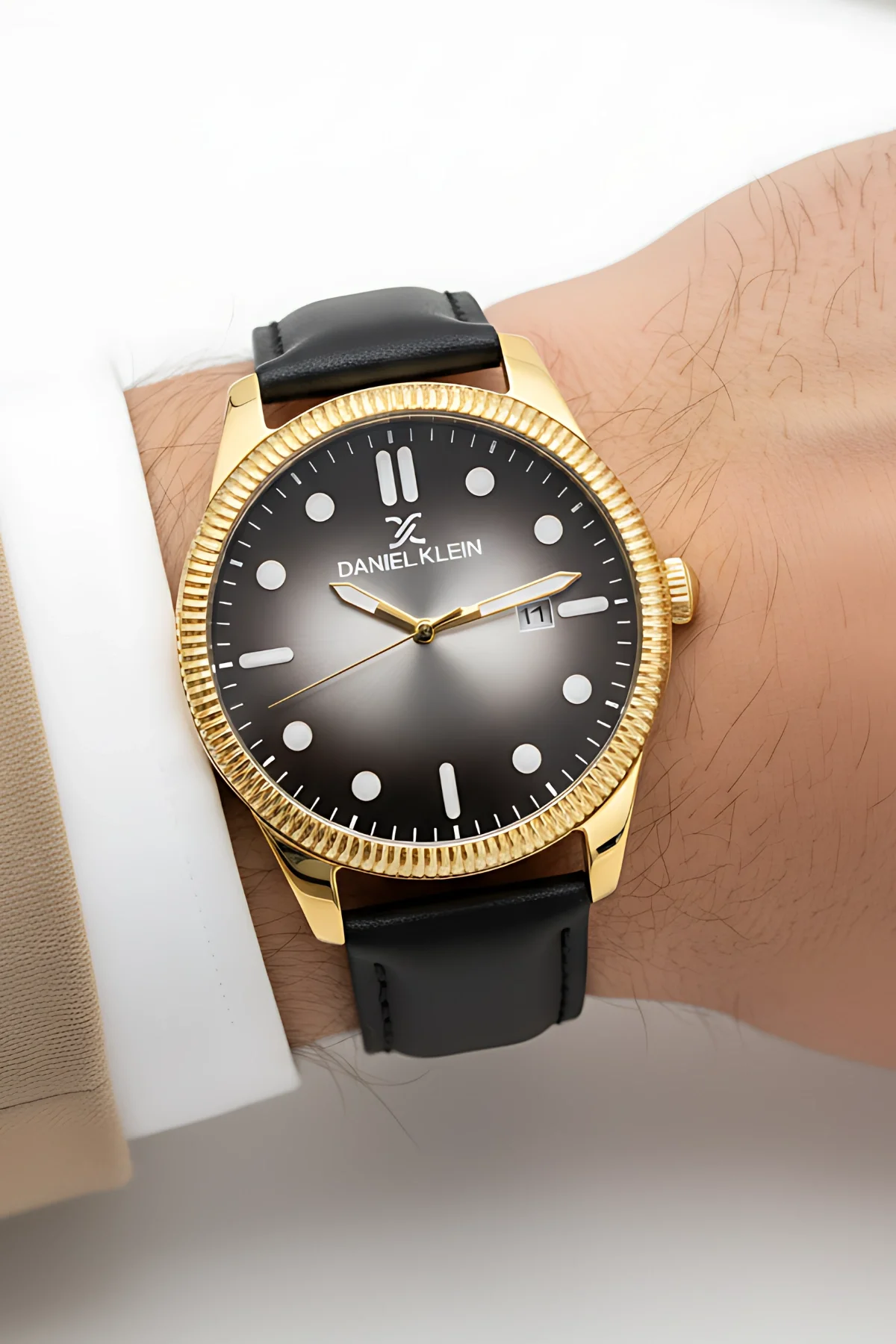 Daniel Klein Siyah Deri Kordon Takvimli Erkek Kol Saati Bileklik Hediyeli zmdk1148