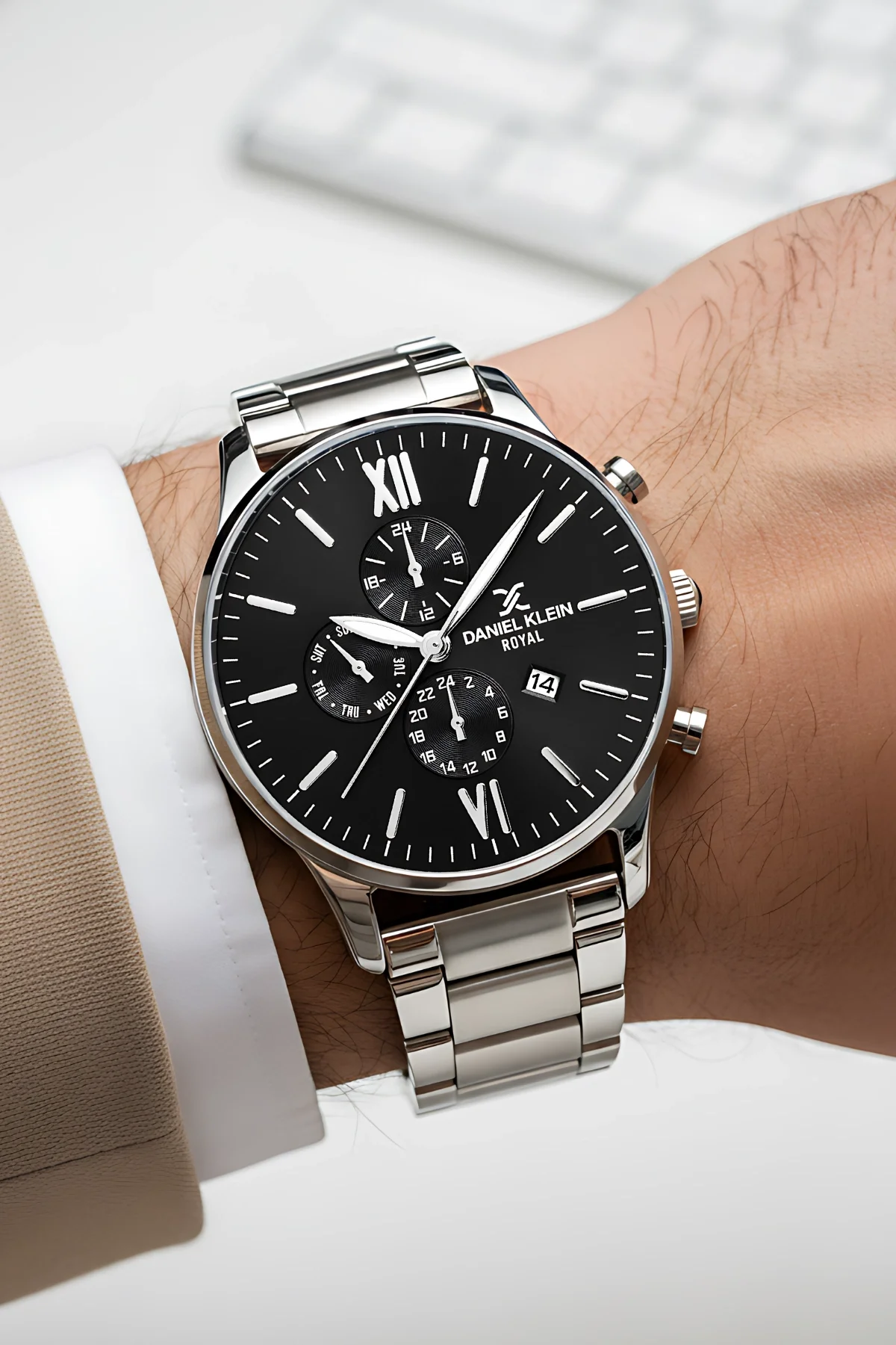Daniel Klein Takvimli Erkek Kol Saati Çelik Kordon Çelik Kasa Bileklik Hediyeli 3 ATM Suya Dayanıklılık zmdk1134