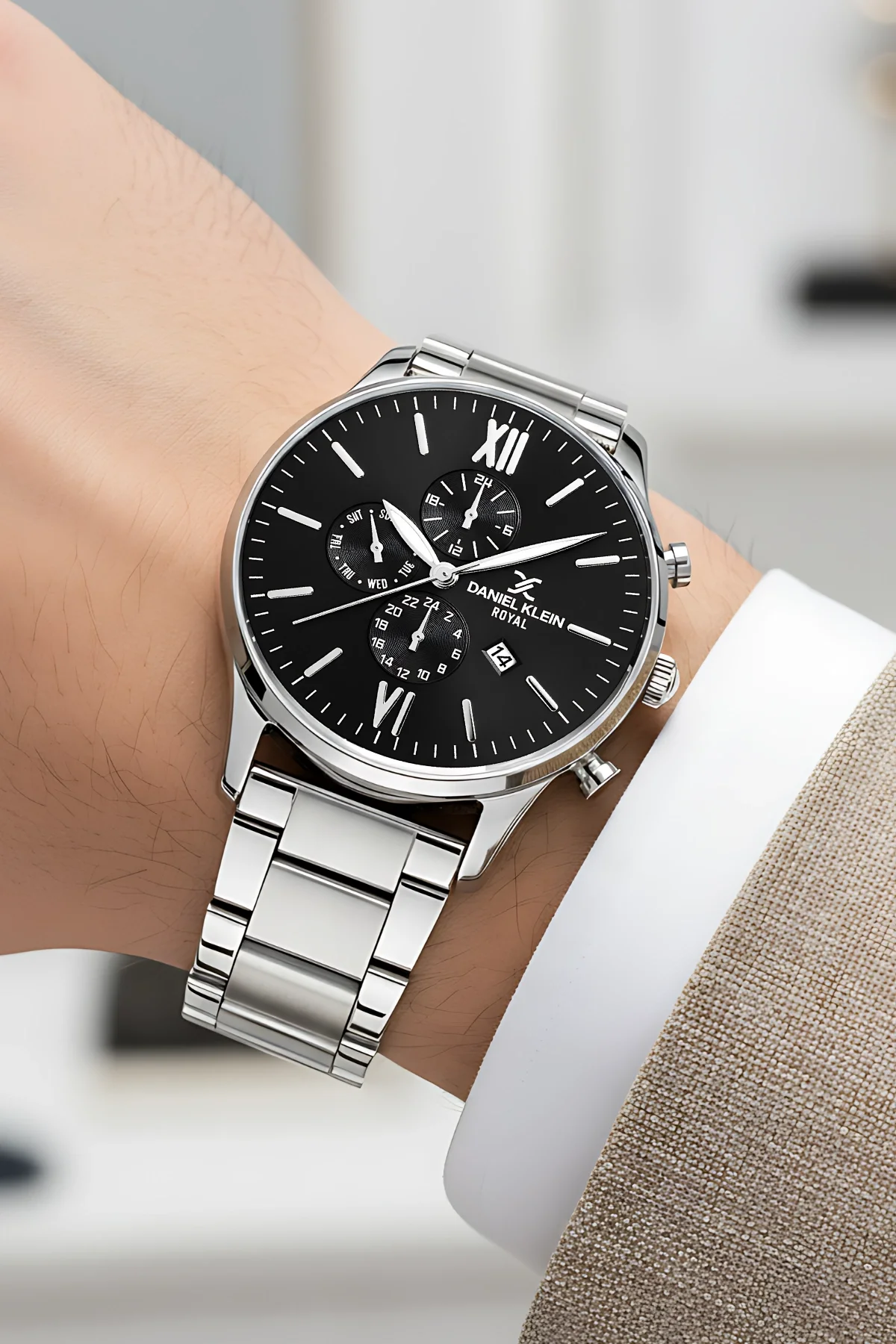 Daniel Klein Takvimli Erkek Kol Saati Çelik Kordon Çelik Kasa Bileklik Hediyeli 3 ATM Suya Dayanıklılık zmdk1134