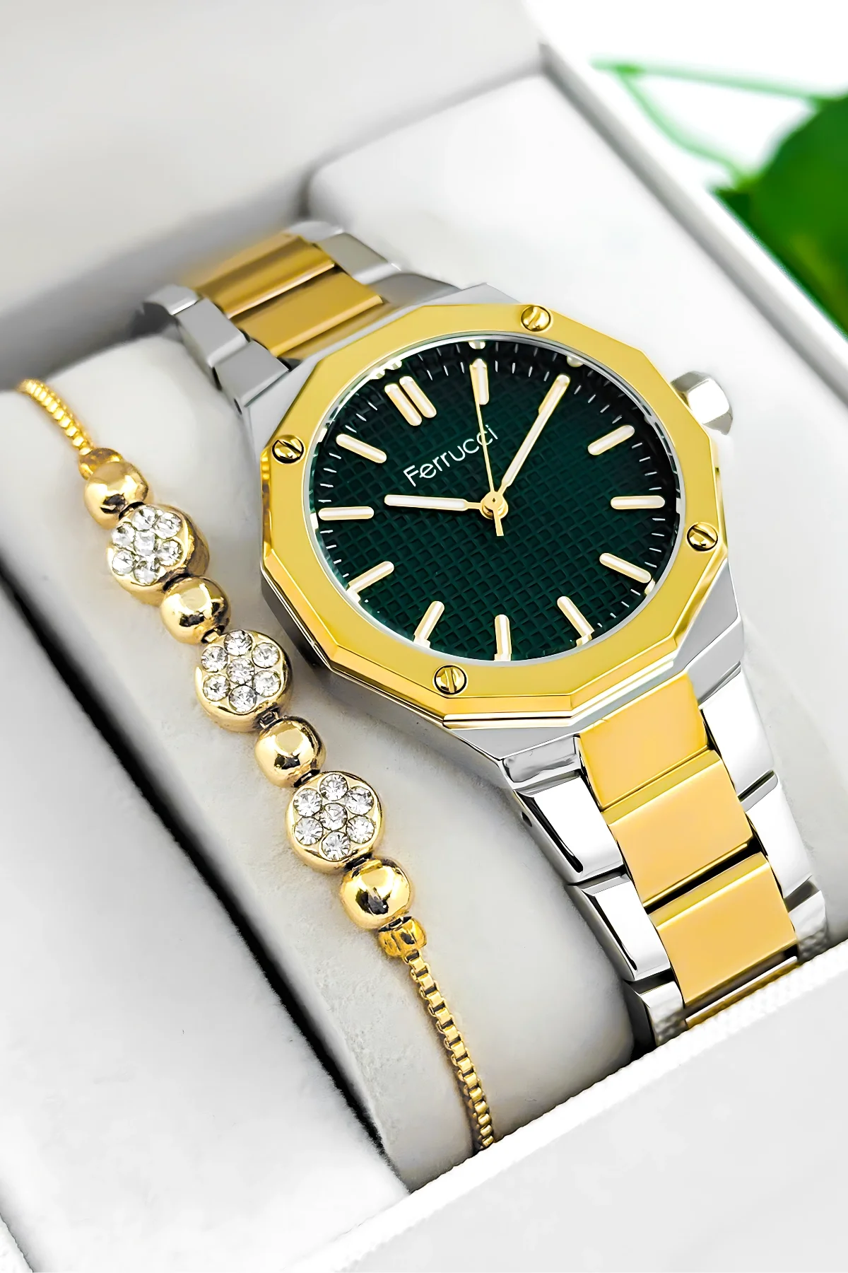 Ferrucci Çelik Kordon Çelik Kasa Kadın Kol Saati, 3 ATM Su Geçirmez Gümüş-Gold zmfer193