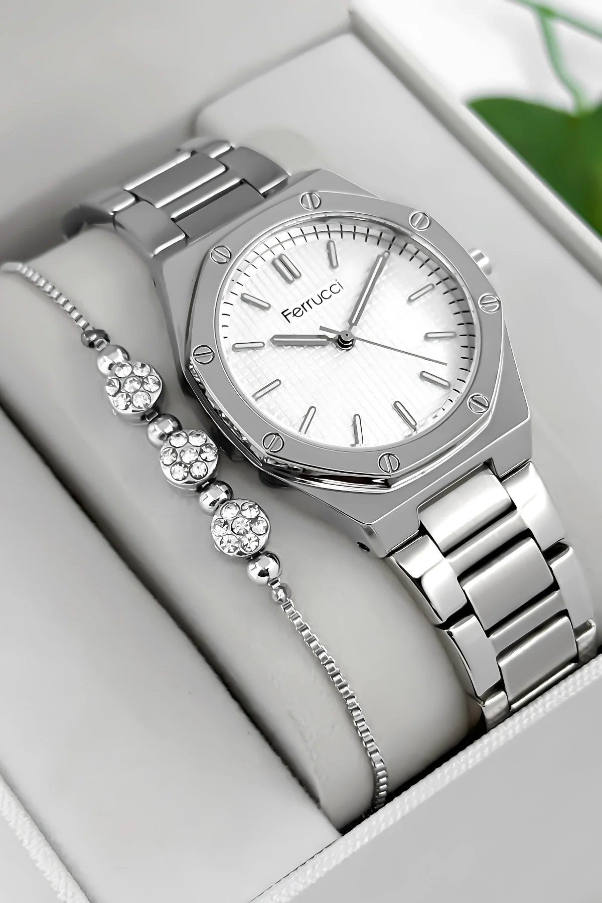 Ferrucci Çelik Kordon Çelik Kasa Kadın Kol Saati, 3 ATM Su Geçirmez Gümüş zmfer192