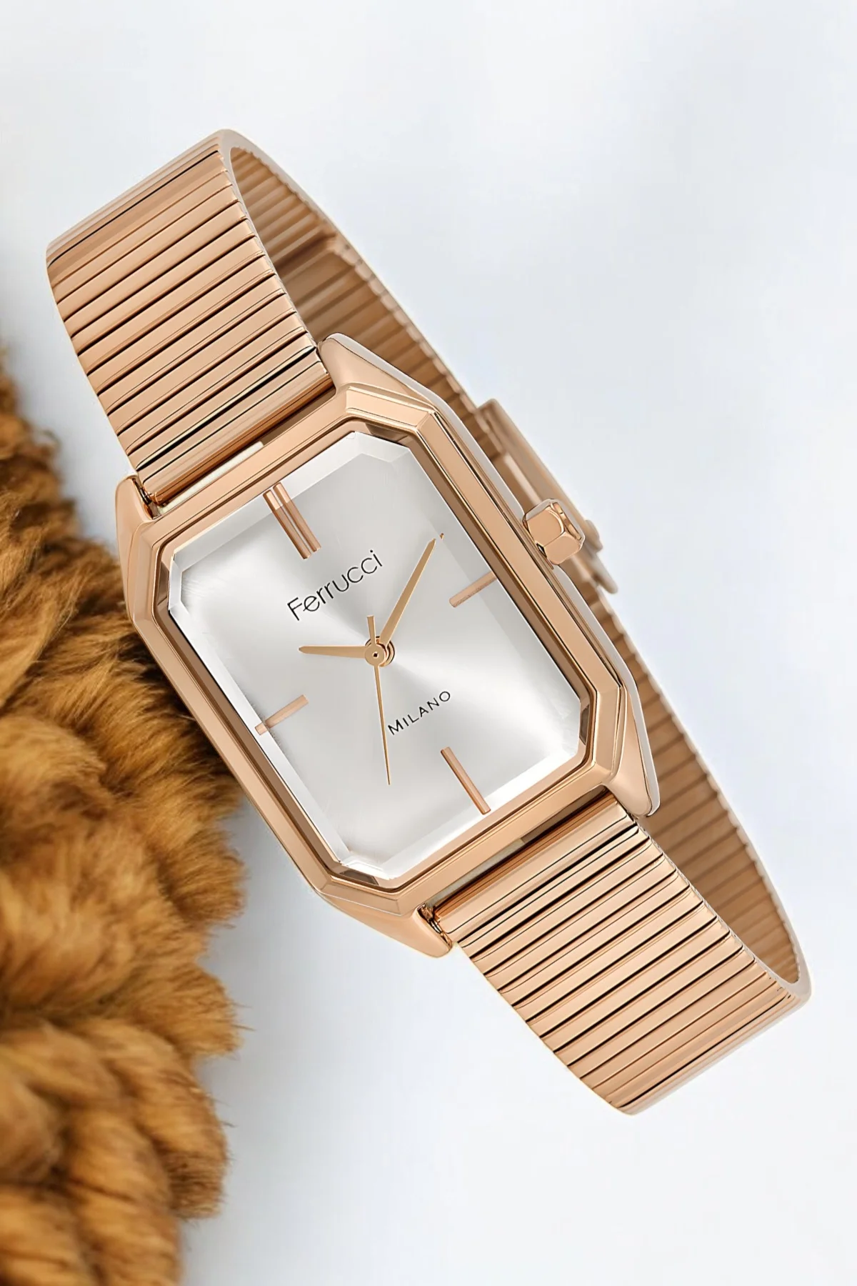 Ferrucci Çelik Kordon Çelik Kasa Kadın Kol Saati, 3 ATM Su Geçirmez Rose zmfer172