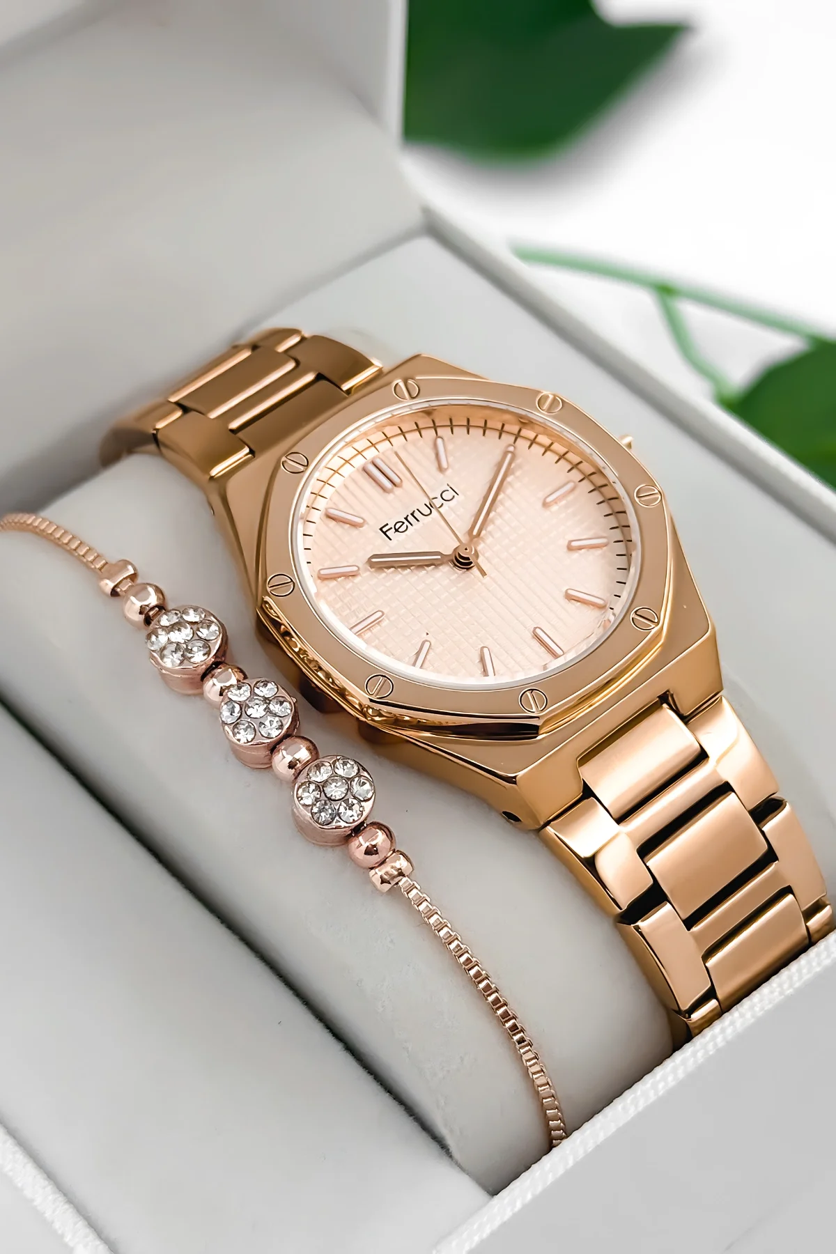 Ferrucci Çelik Kordon Çelik Kasa Kadın Kol Saati, 3 ATM Su Geçirmez Rose zmfer192